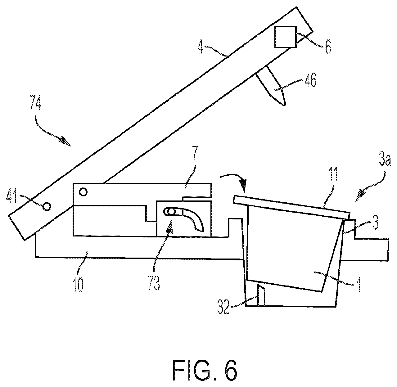 Patent US12564284 Figure 5 – Pod stabilizer for beverage machine