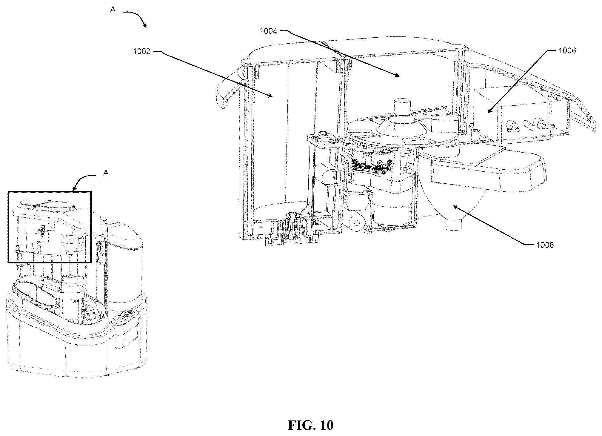 Patent US12564285 Figure 14 – Bottle cleaning device with a fluid dispenser