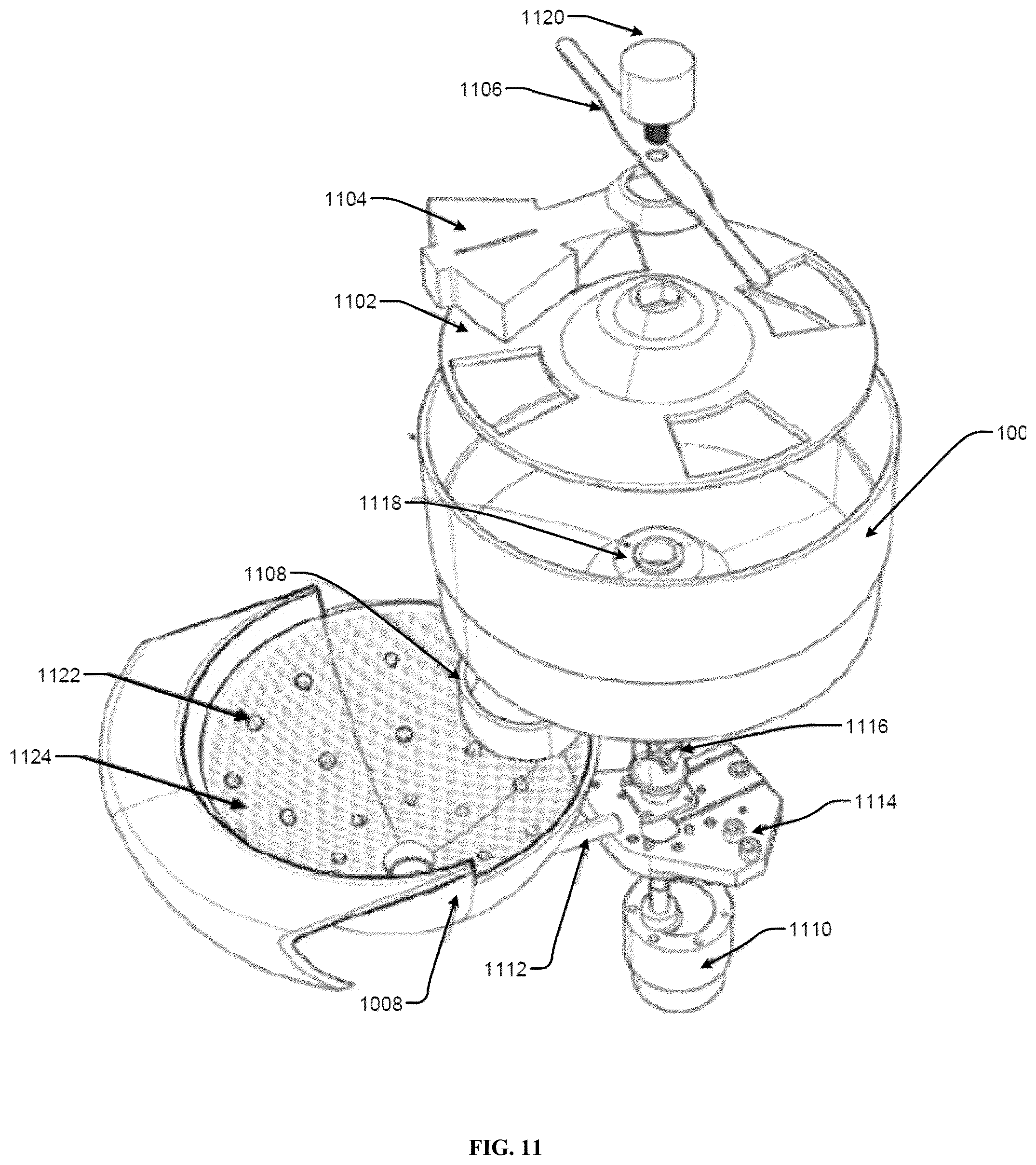 Patent US12564285 Figure 15 – Bottle cleaning device with a fluid dispenser