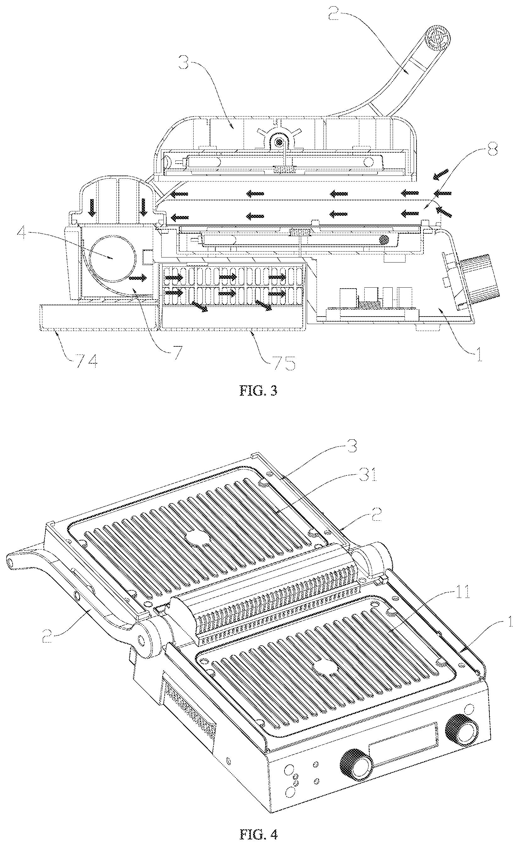 Patent US12564287 Figure 2 – Smokeless frying and baking machine and control method thereof