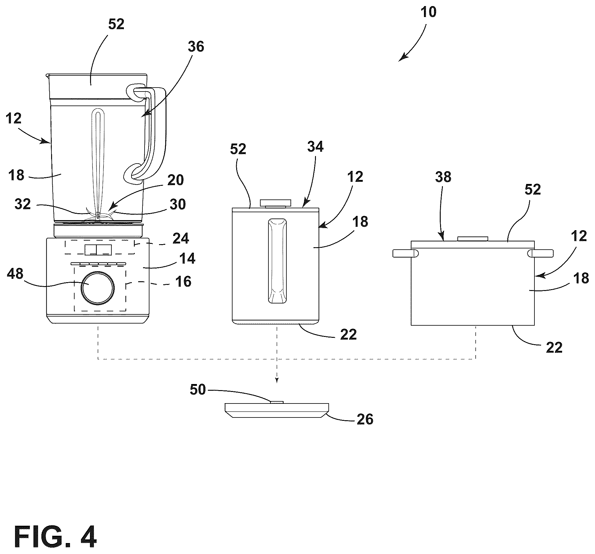 Patent US12564292 Figure 4 – Countertop kitchen appliance system