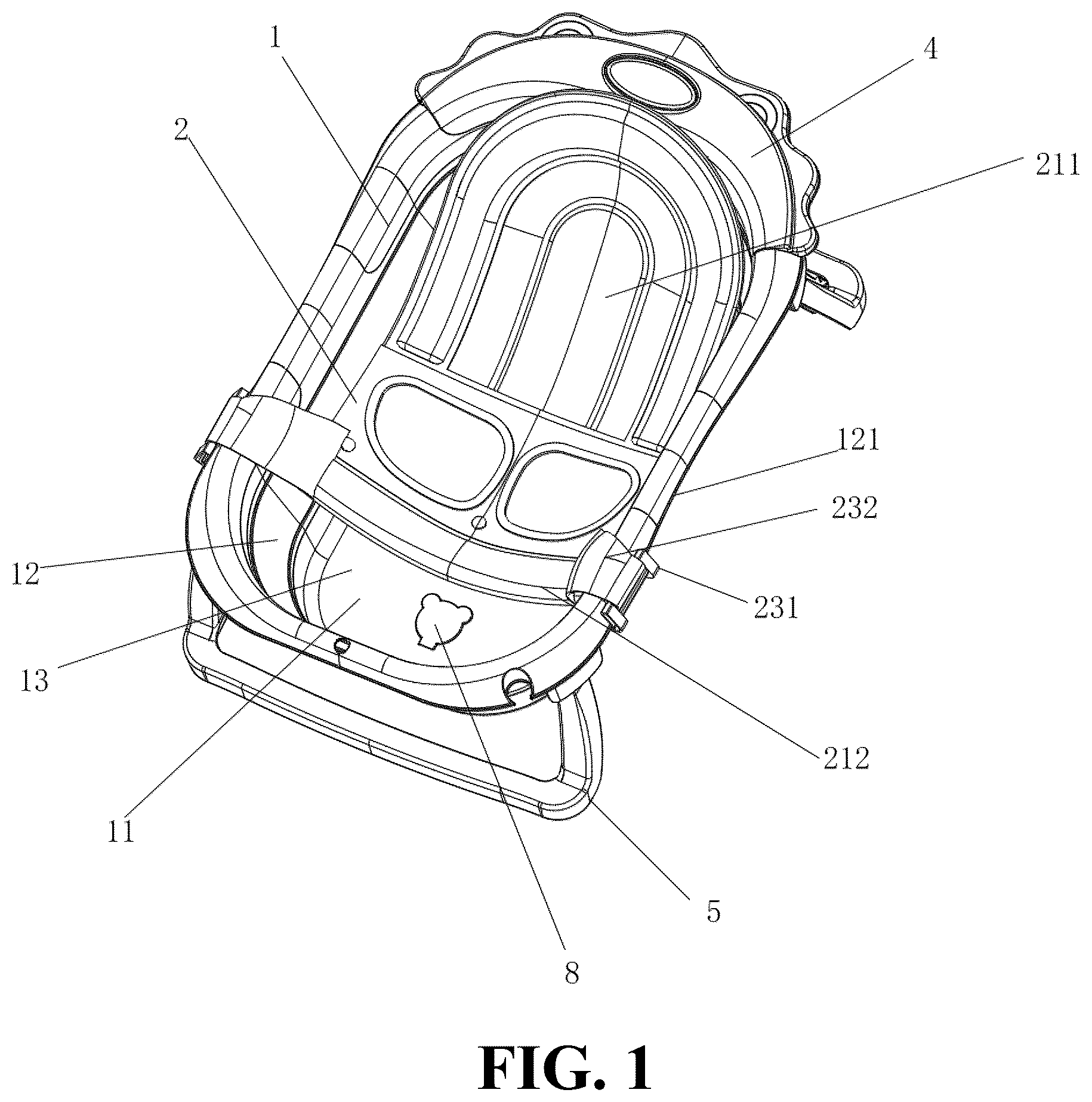 Patent US12564293 Figure 1 – Multifunctional infant bathing system