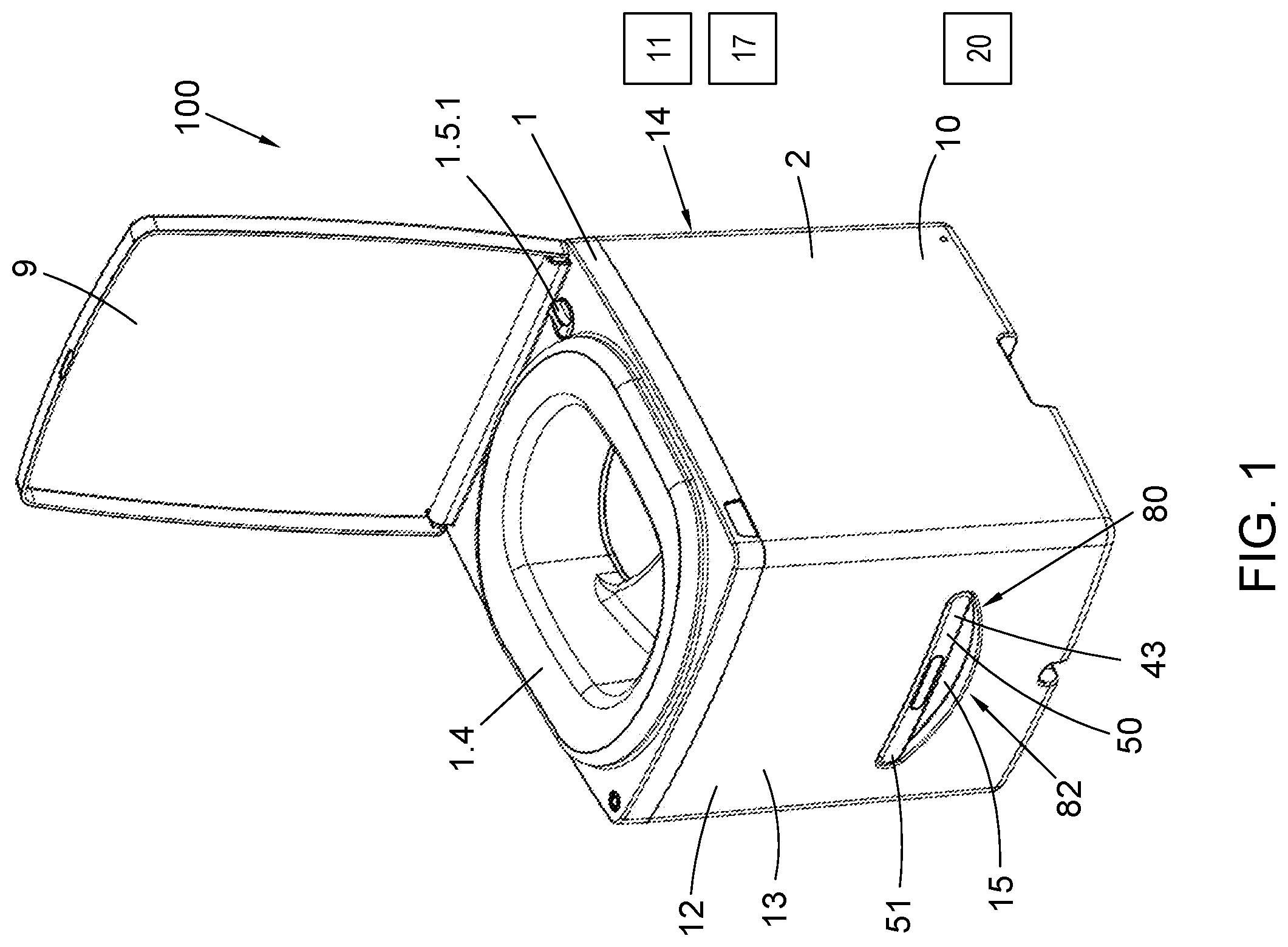 Patent US12564296 Figure 1 – Composting toilet