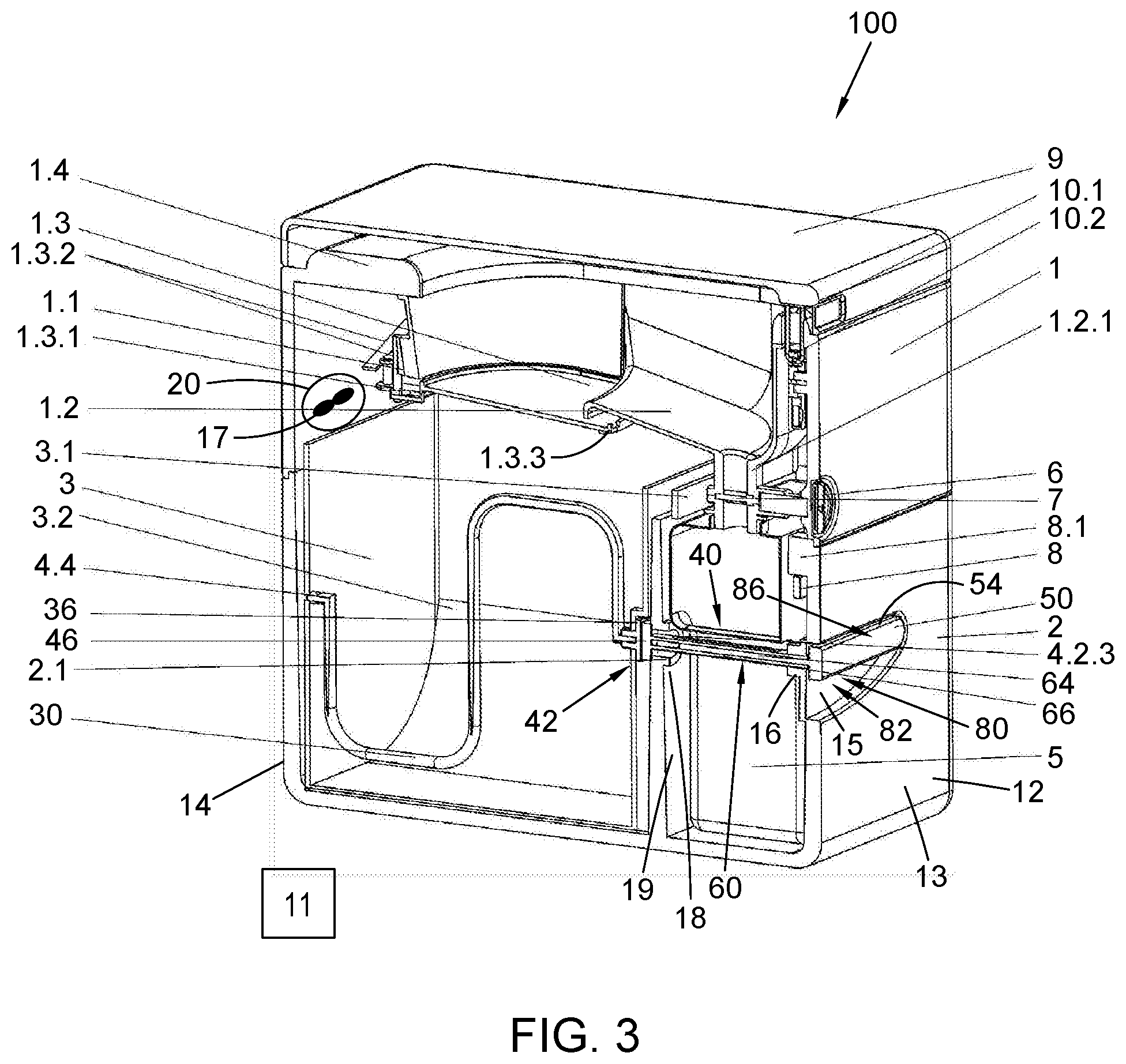 Patent US12564296 Figure 3 – Composting toilet