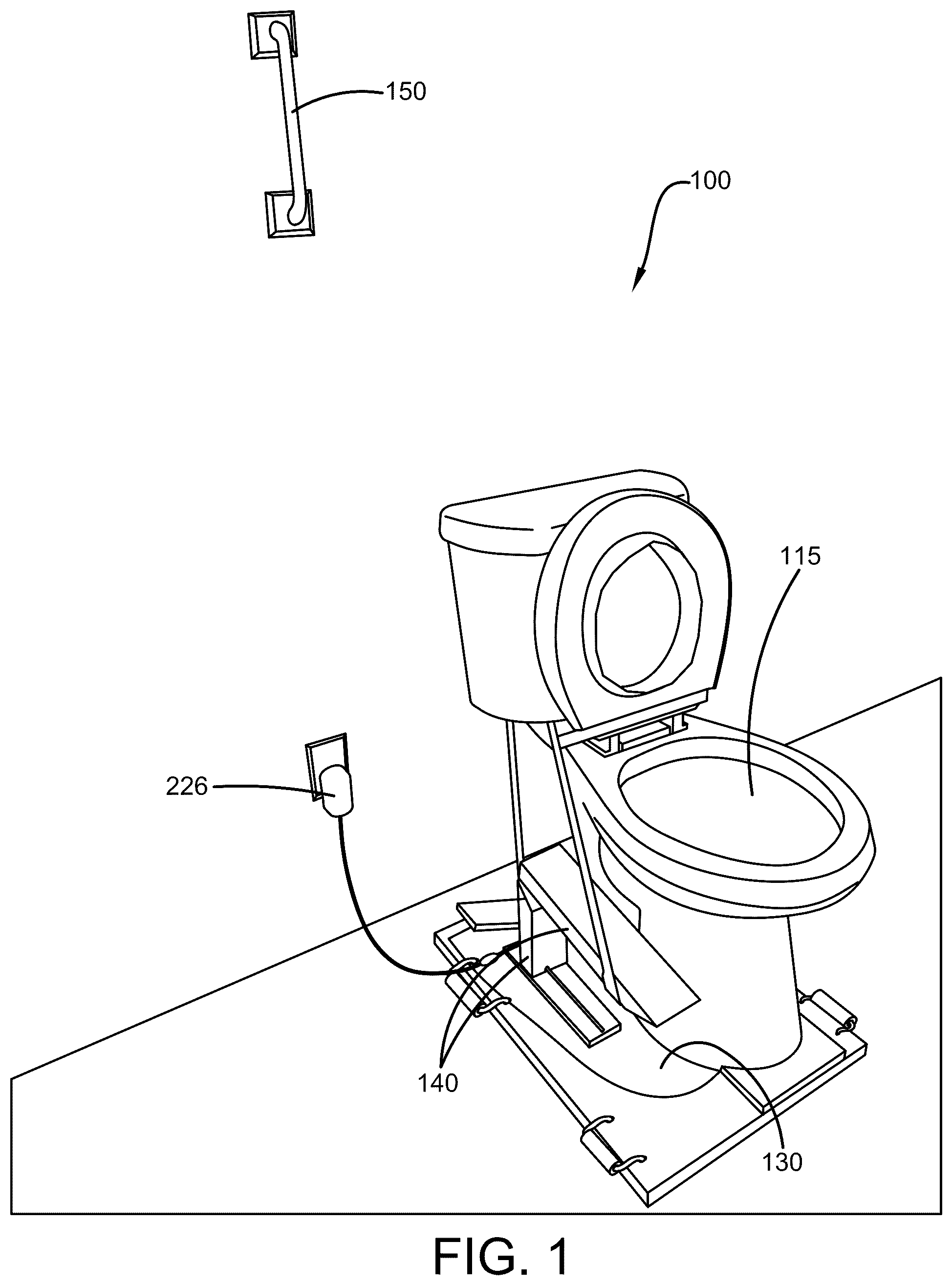 Patent US12564297 Figure 1 – Hands-free toilet device