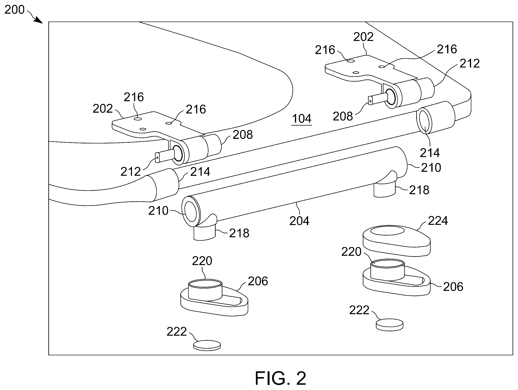 Patent US12564298 Figure 2 – Magnetic hinge connection for toilet lid and seat