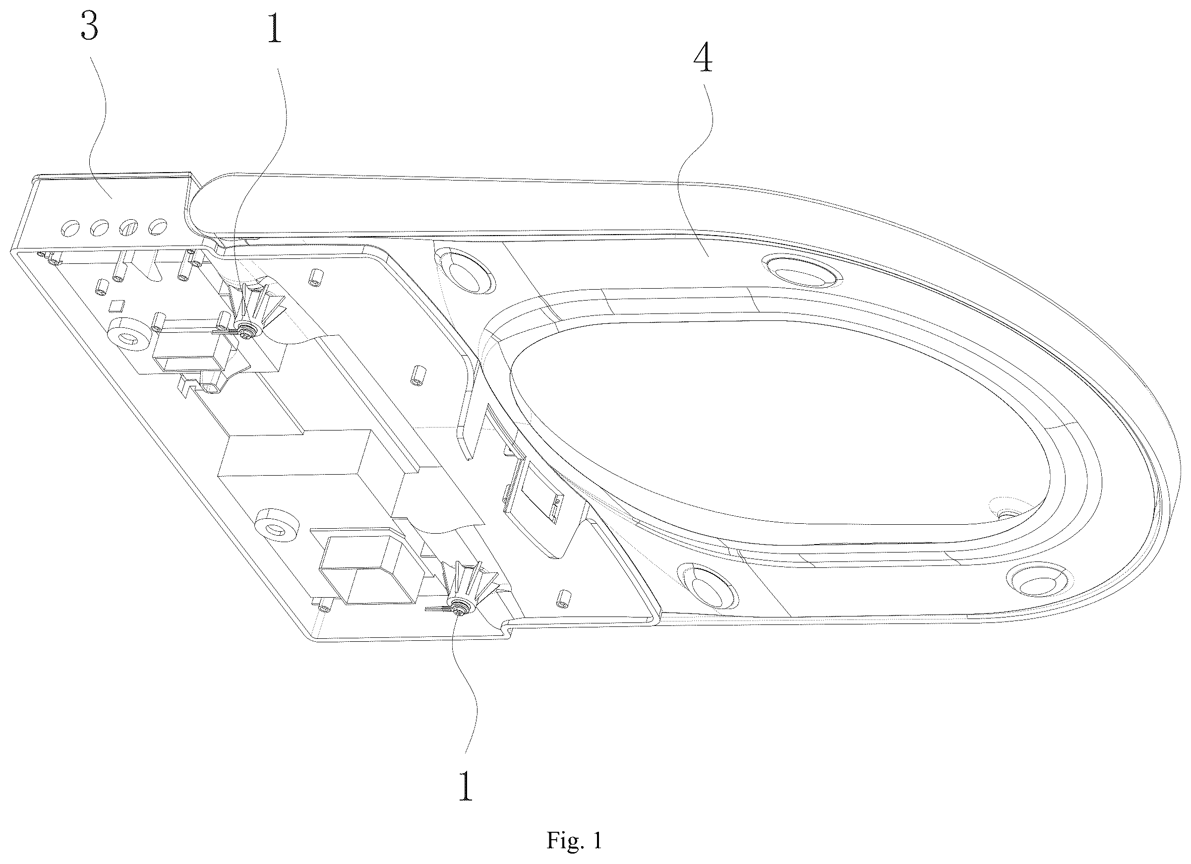 Patent US12564299 Figure 1 – Toilet rotating shaft connection structure