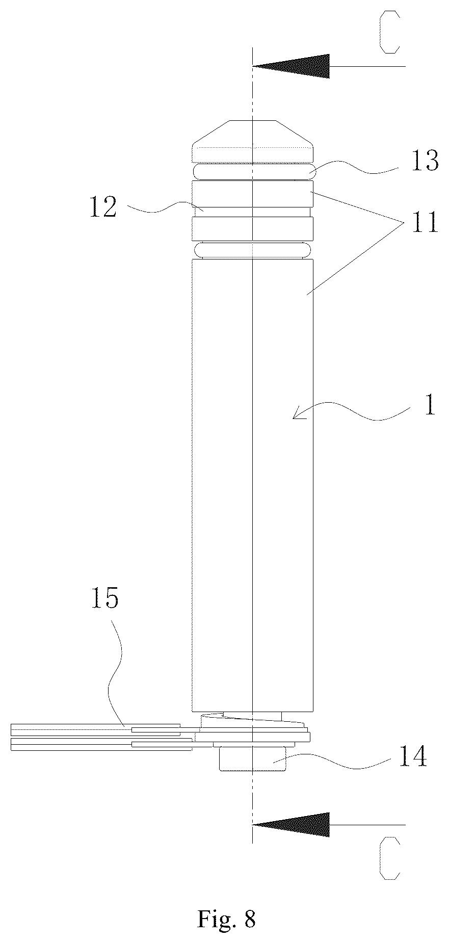 Patent US12564299 Figure 8 – Toilet rotating shaft connection structure