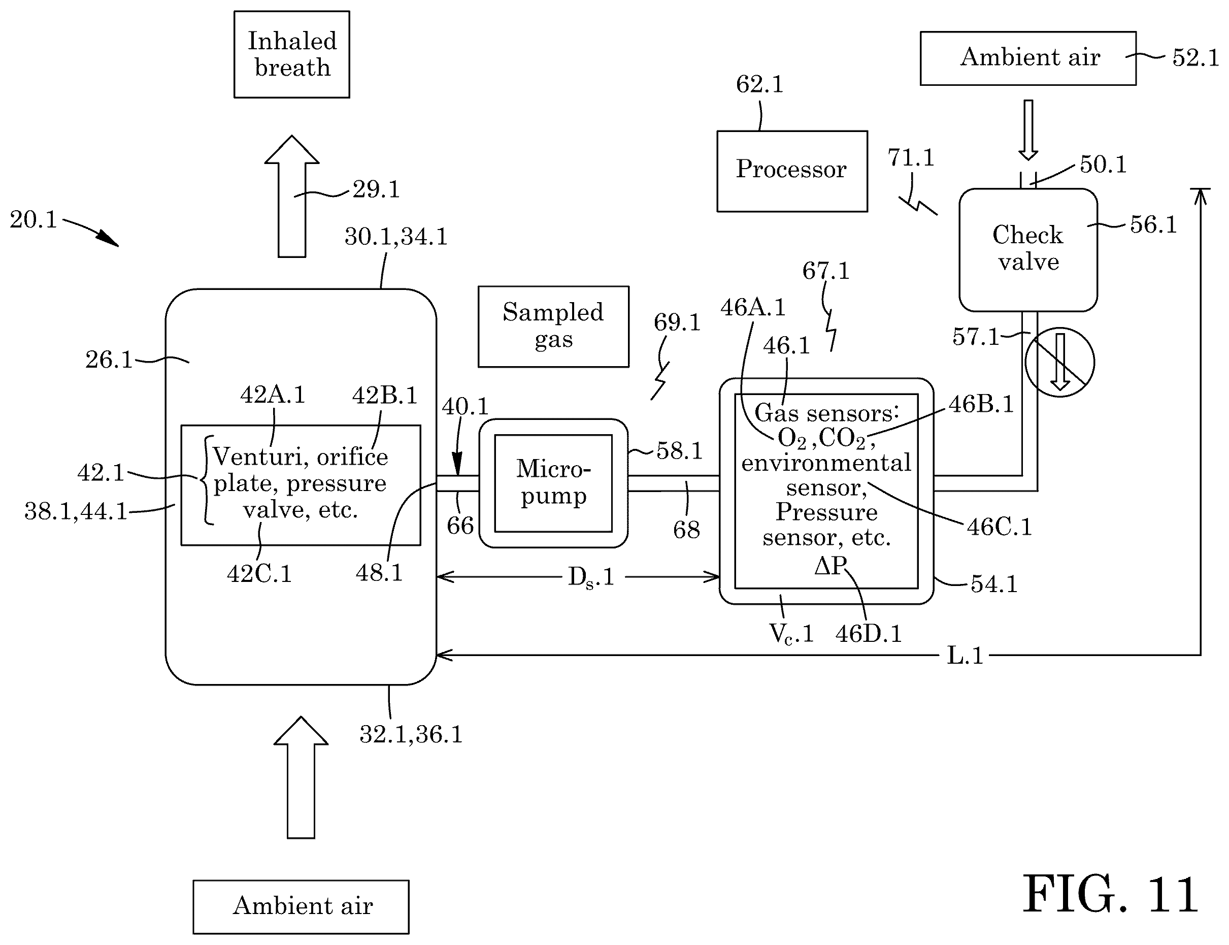 Patent US12564332 Figure 10 – Wearable device for measuring a person's ventilation or metabolism metrics