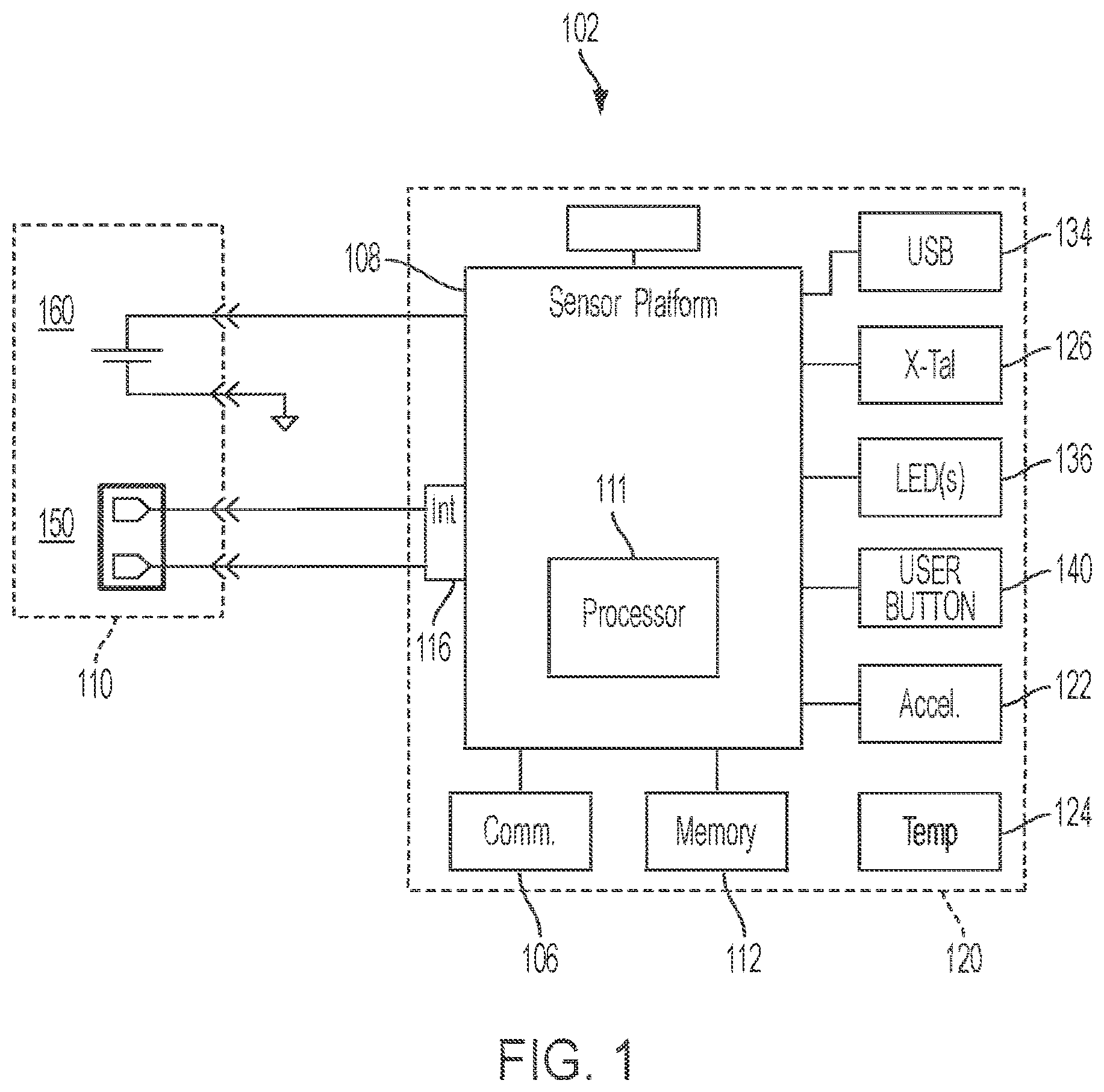 Patent US12564335 Figure 1 – Low power receiver for in vivo channel sensing and ingestible sensor detection with wandering frequency