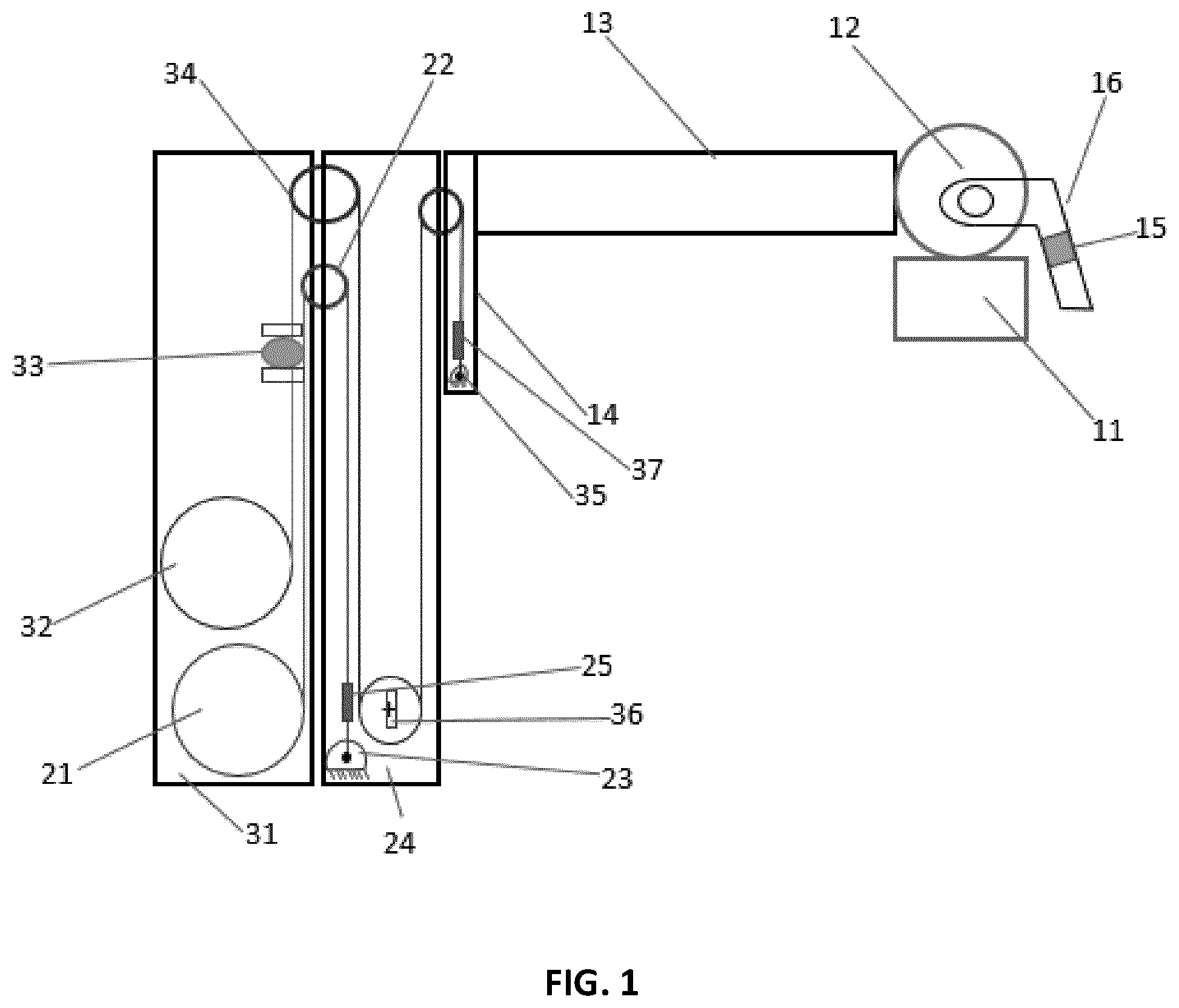 Patent US12564363 Figure 1 – Counterbalancing mechanism for a mobile radiographic imaging apparatus