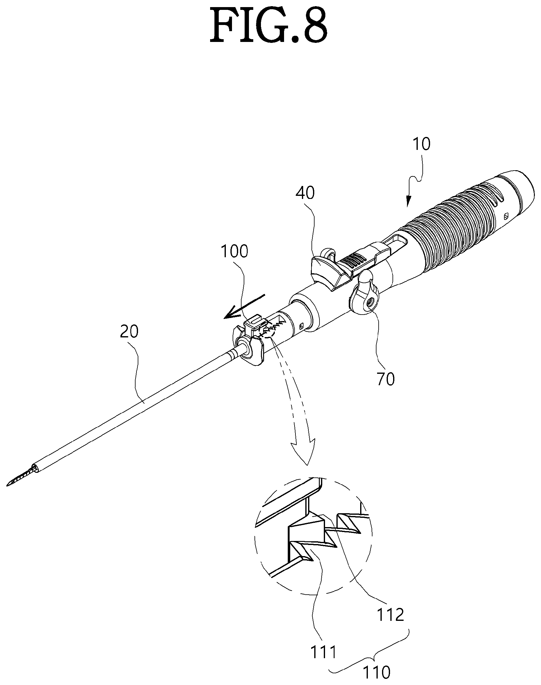 Patent US12564398 Figure 8 – Implant deployment device