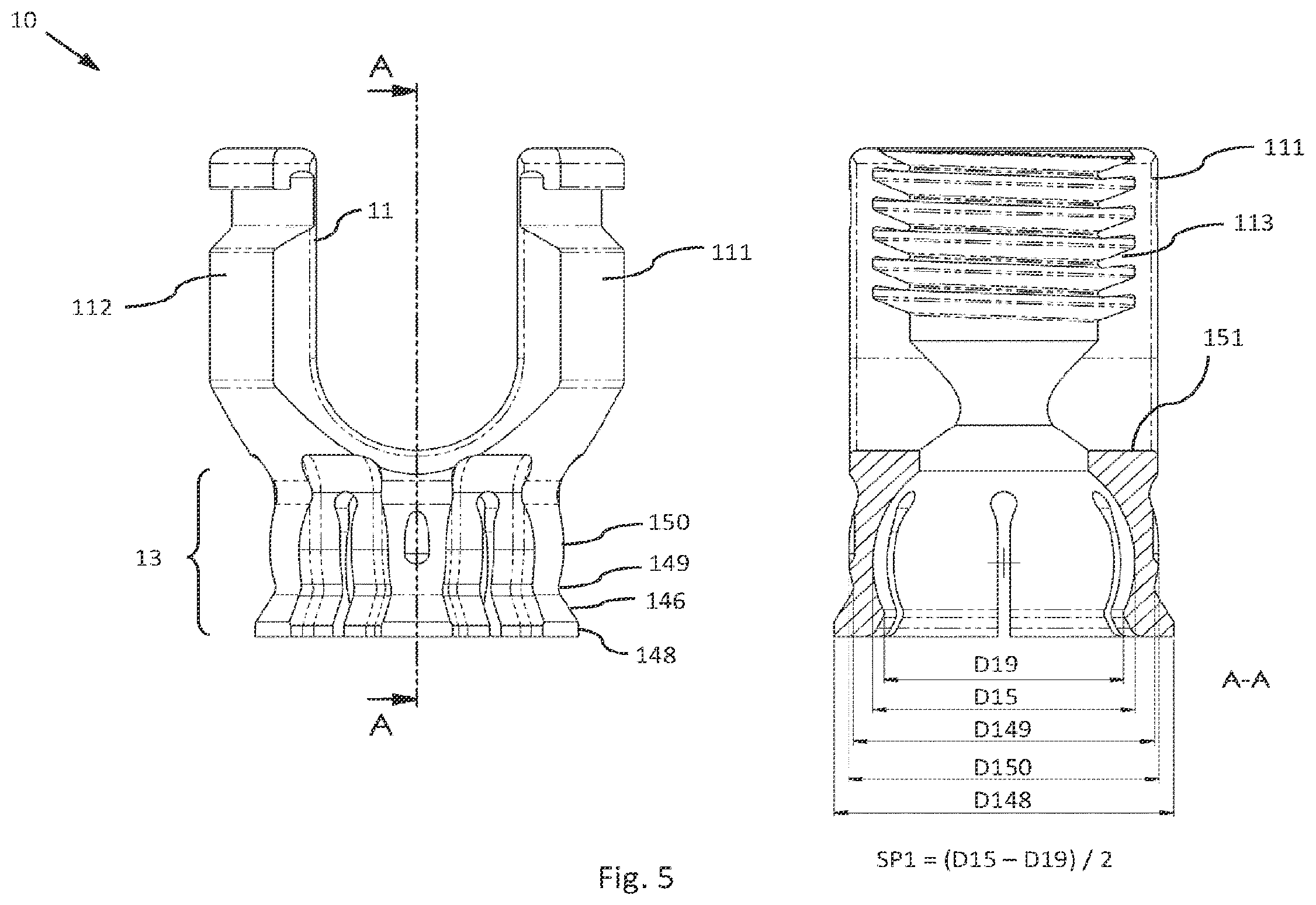 Patent US12564426 Figure 5 – Modular and temporarily fixable osteosynthesis device for vertebrae