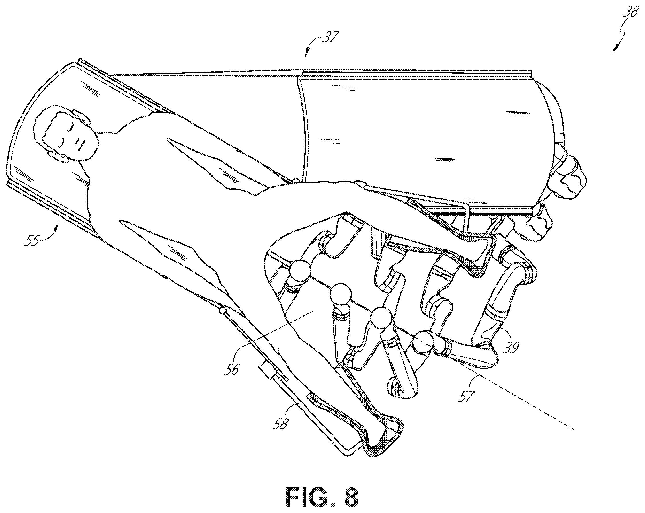Patent US12564460 Figure 8 – Locking casters for surgical systems