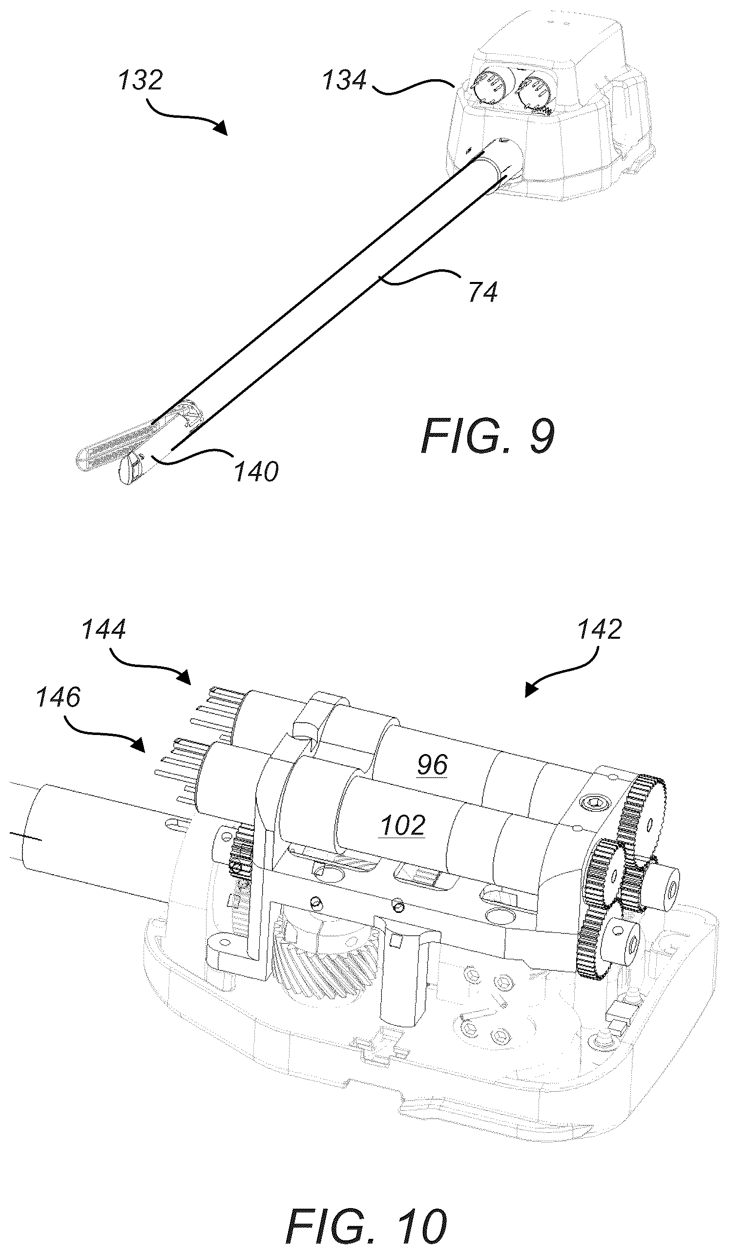 Patent US12564461 Figure 8 – Motor interface for parallel drive shafts within an independently rotating member