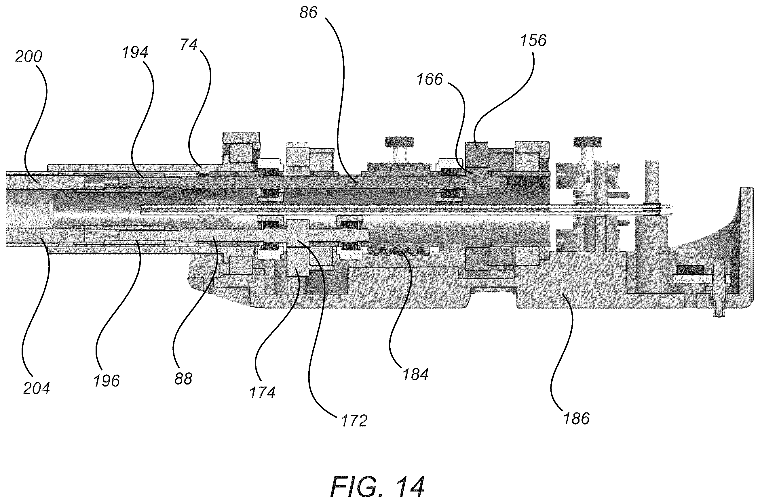Patent US12564461 Figure 11 – Motor interface for parallel drive shafts within an independently rotating member