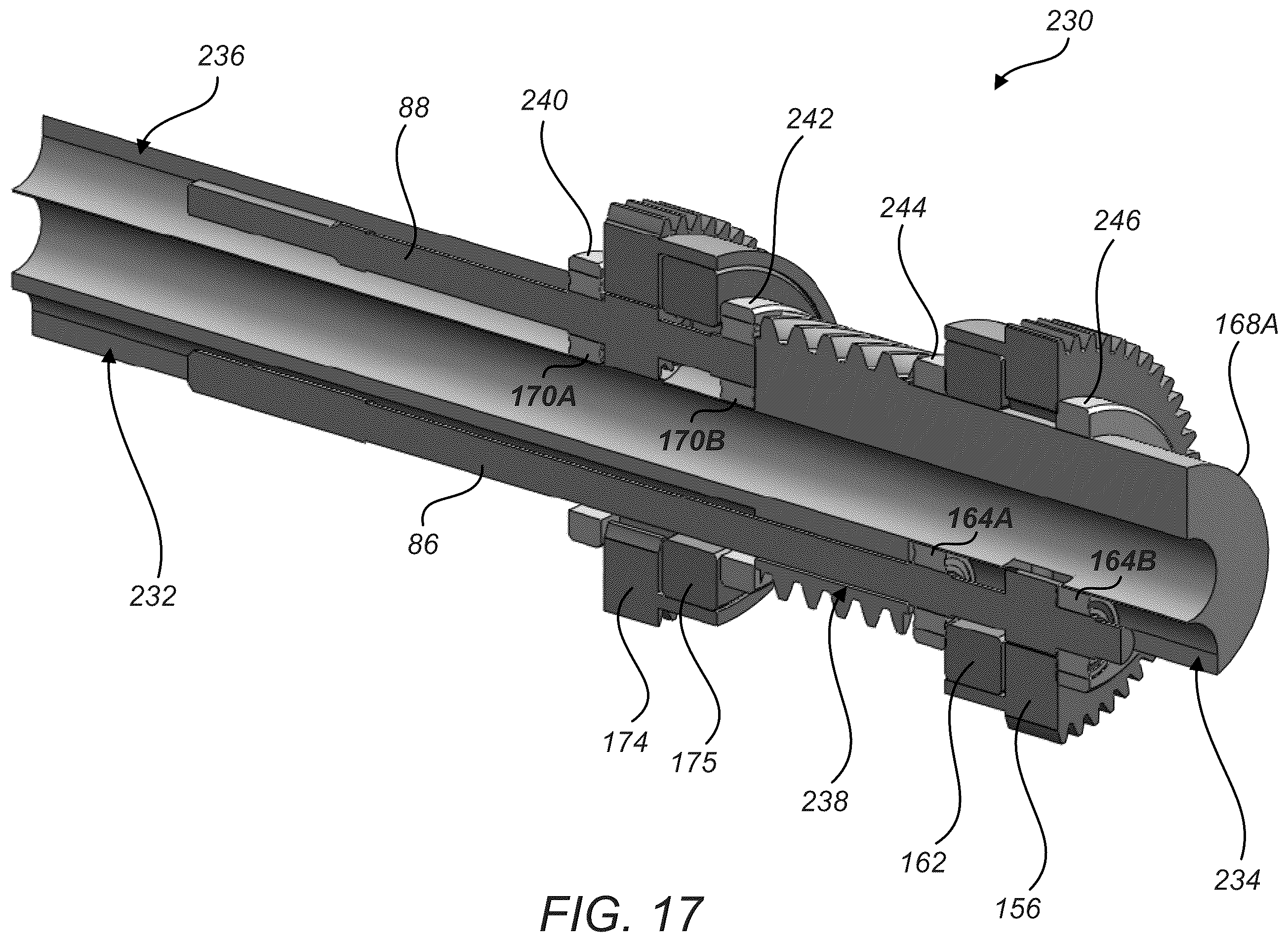 Patent US12564461 Figure 14 – Motor interface for parallel drive shafts within an independently rotating member