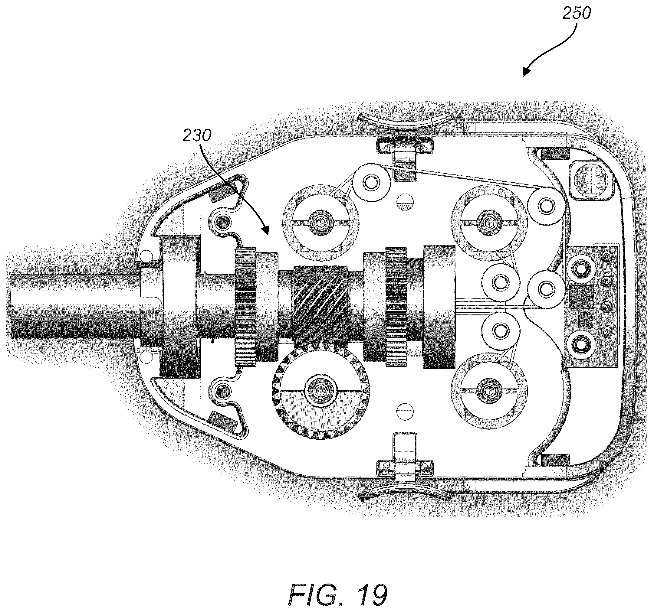 Patent US12564461 Figure 16 – Motor interface for parallel drive shafts within an independently rotating member