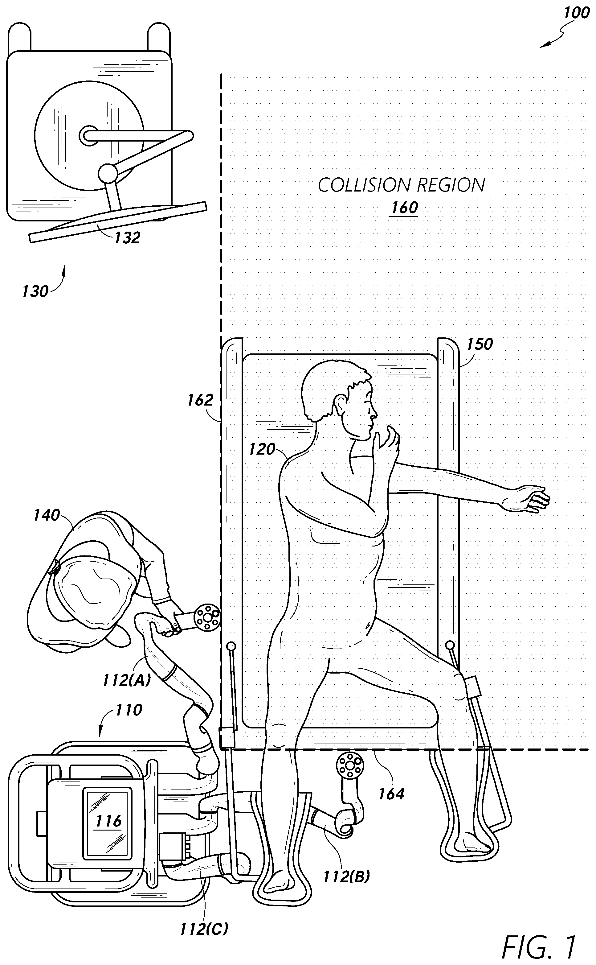 Patent US12564463 Figure 1 – Robotic collision boundary determination