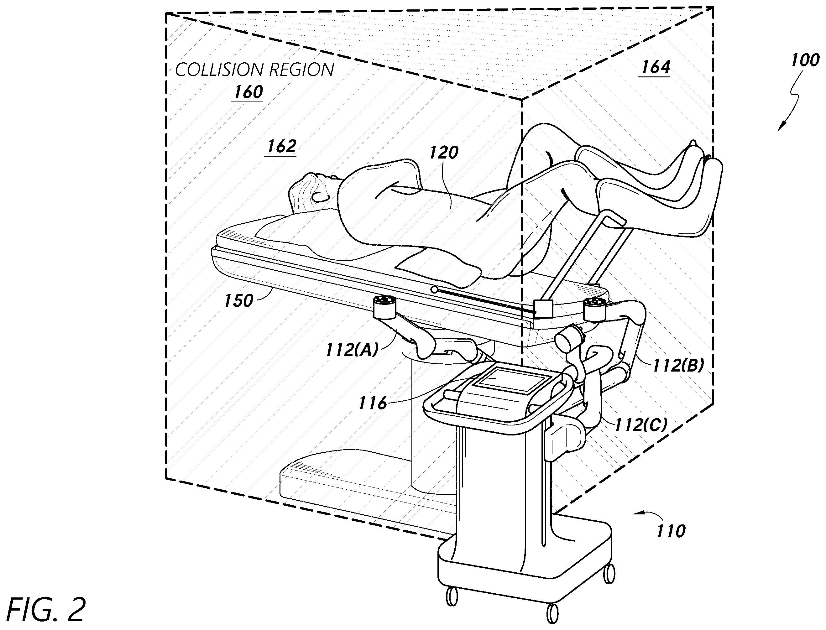 Patent US12564463 Figure 2 – Robotic collision boundary determination