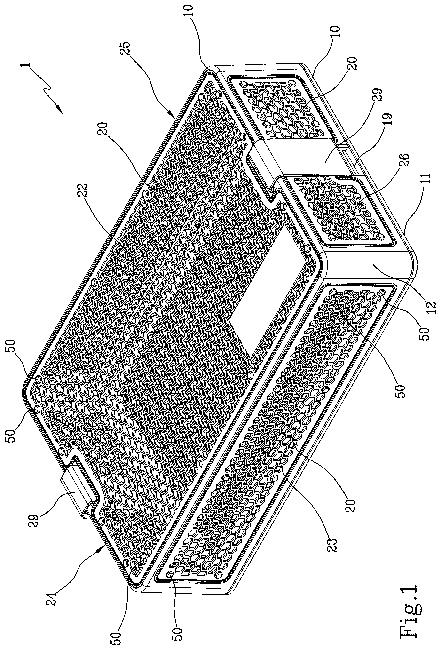 Patent US12564466 — Container and kit for washing and/or disinfecting and/or sterilising medical instruments — Figure 1