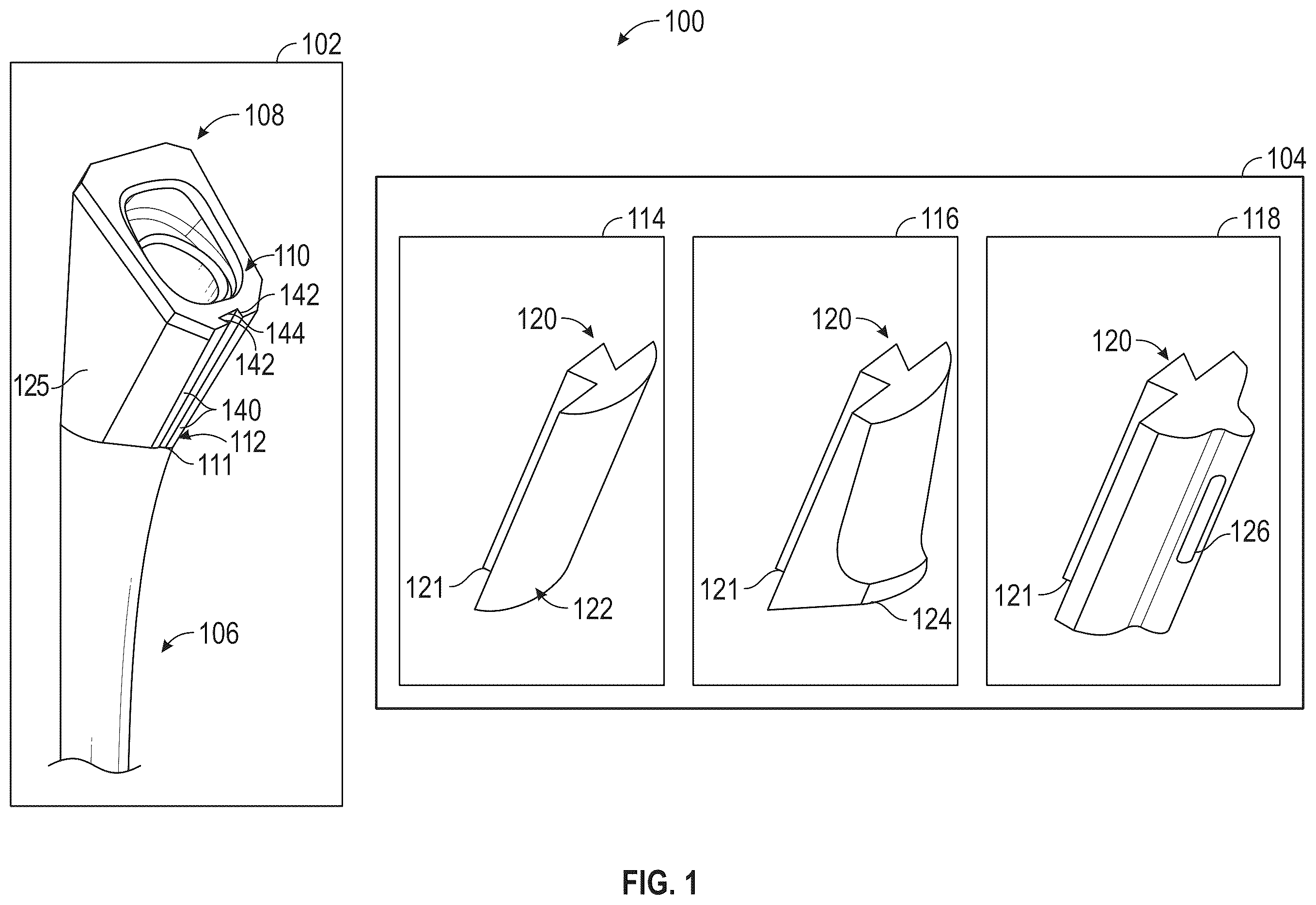 Patent US12564495 Figure 1 – Stemmed modular implant system