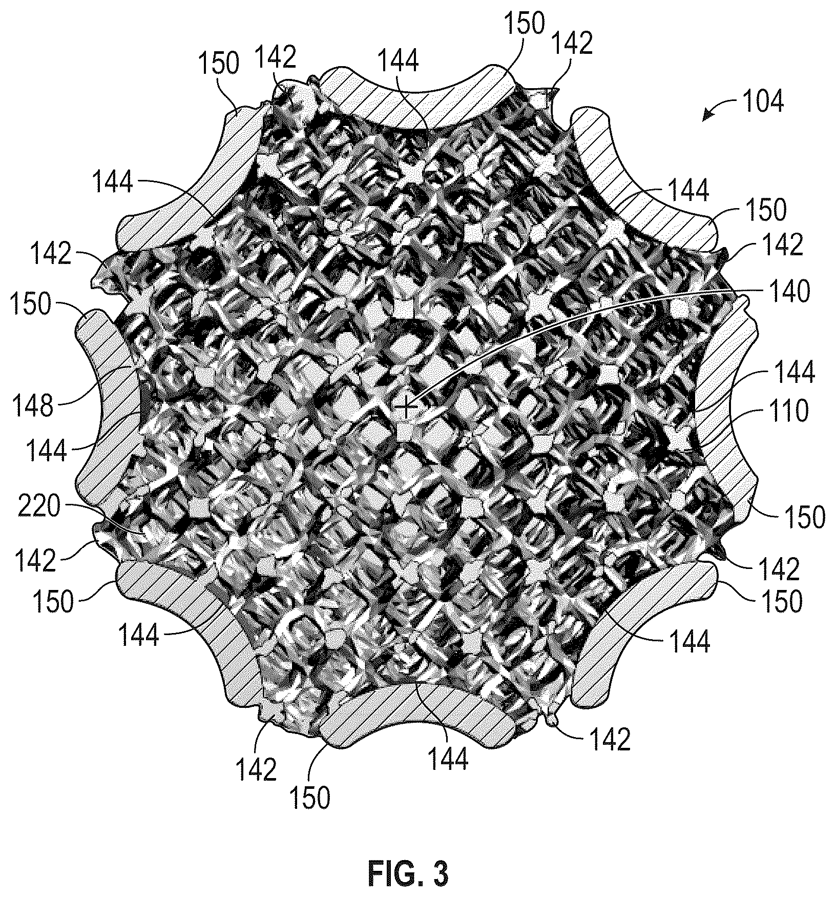 Patent US12564496 Figure 3 – Hybrid fixation features for three-dimensional porous structures for bone ingrowth and methods for producing