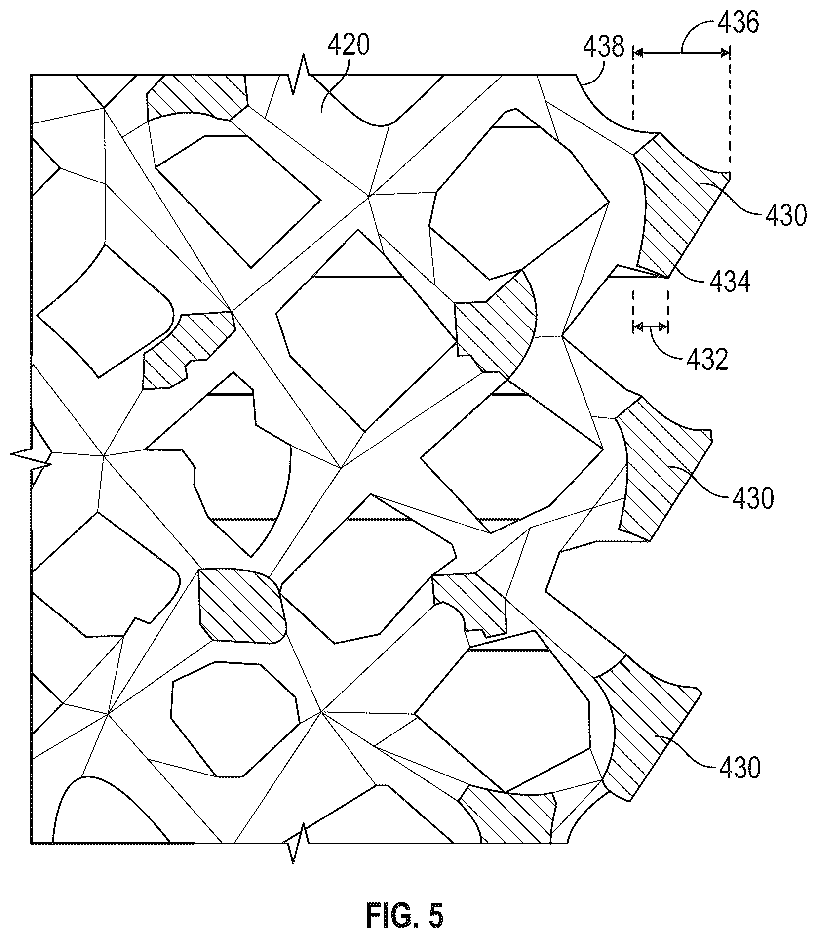 Patent US12564496 Figure 5 – Hybrid fixation features for three-dimensional porous structures for bone ingrowth and methods for producing