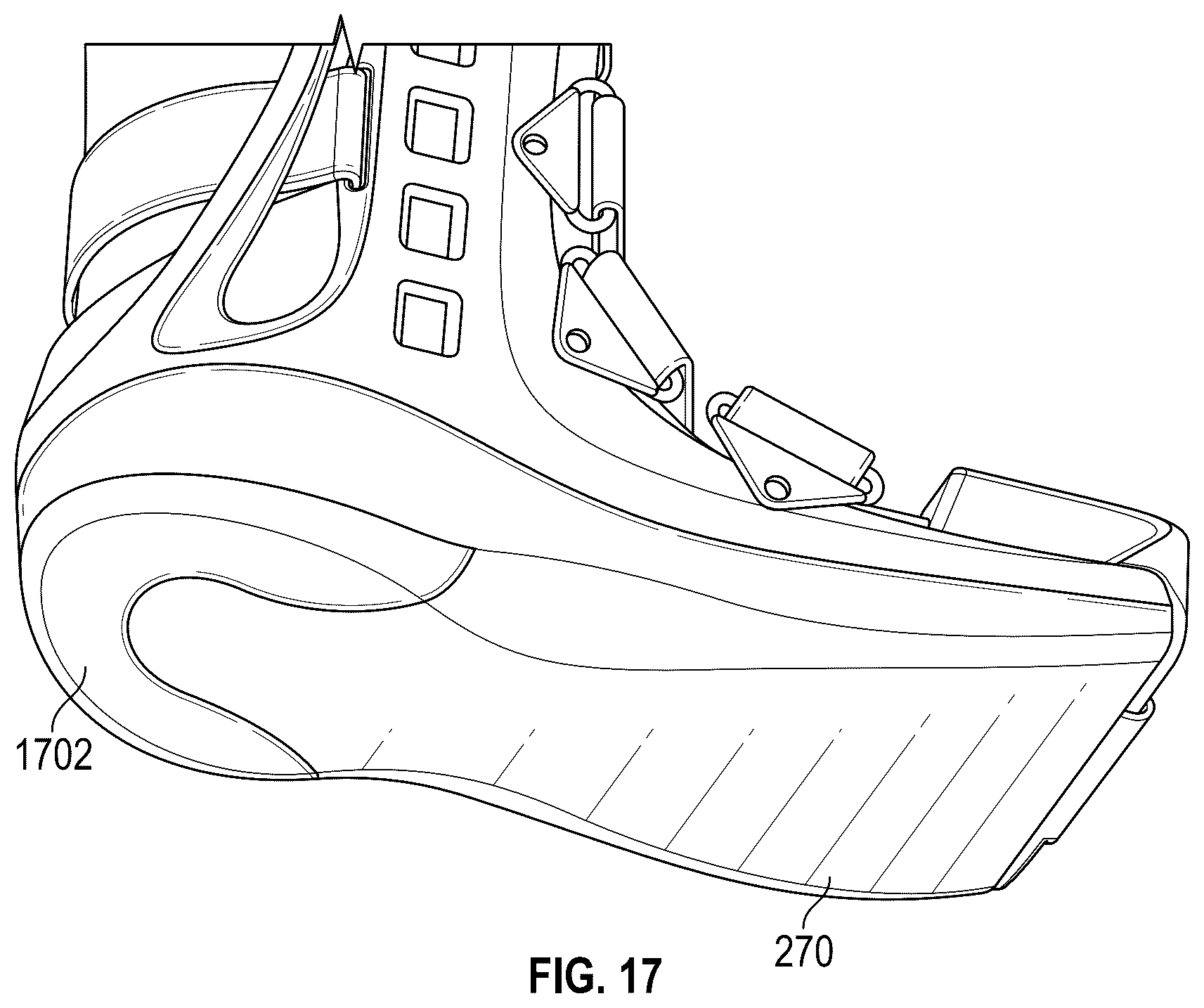 Patent US12564507 Figure 17 – Walking boot, chafe assembly, protective rim for a push-button release valve and related methods