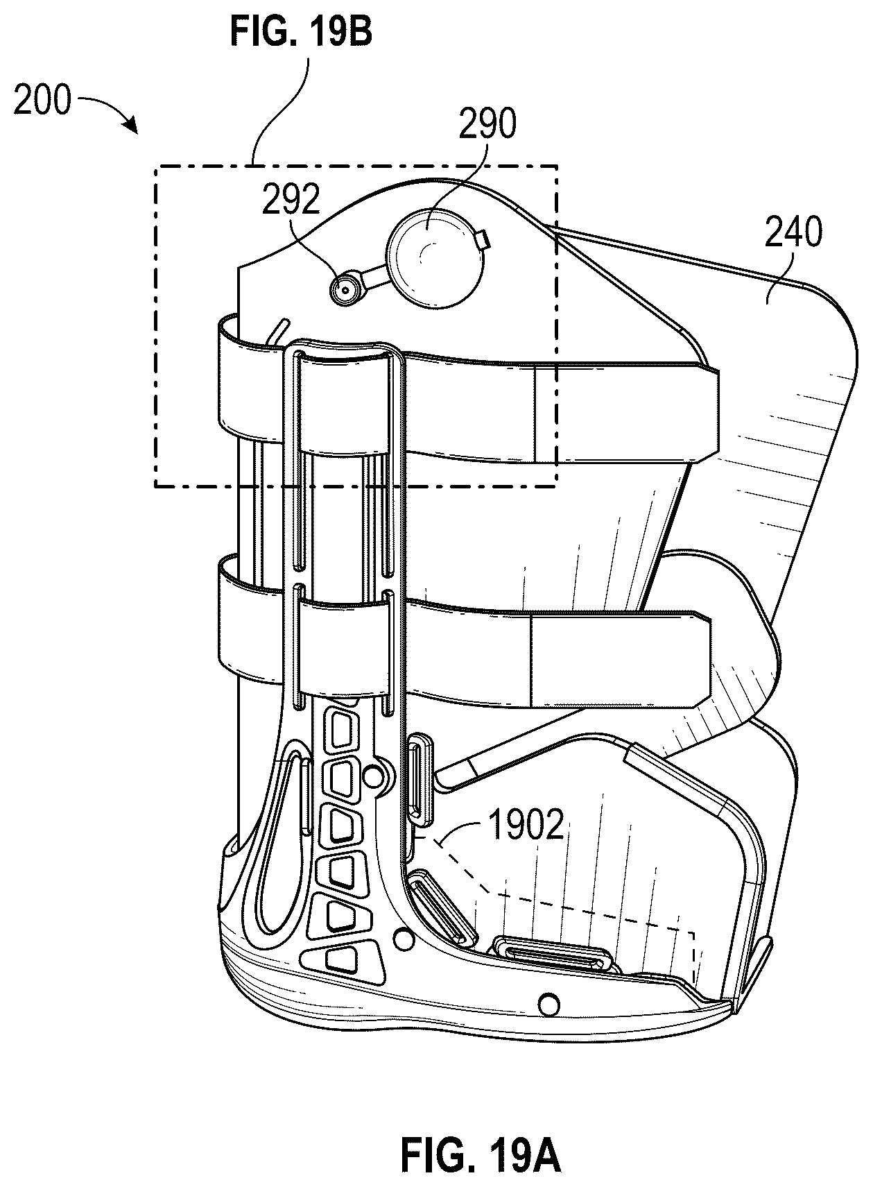 Patent US12564507 Figure 19 – Walking boot, chafe assembly, protective rim for a push-button release valve and related methods