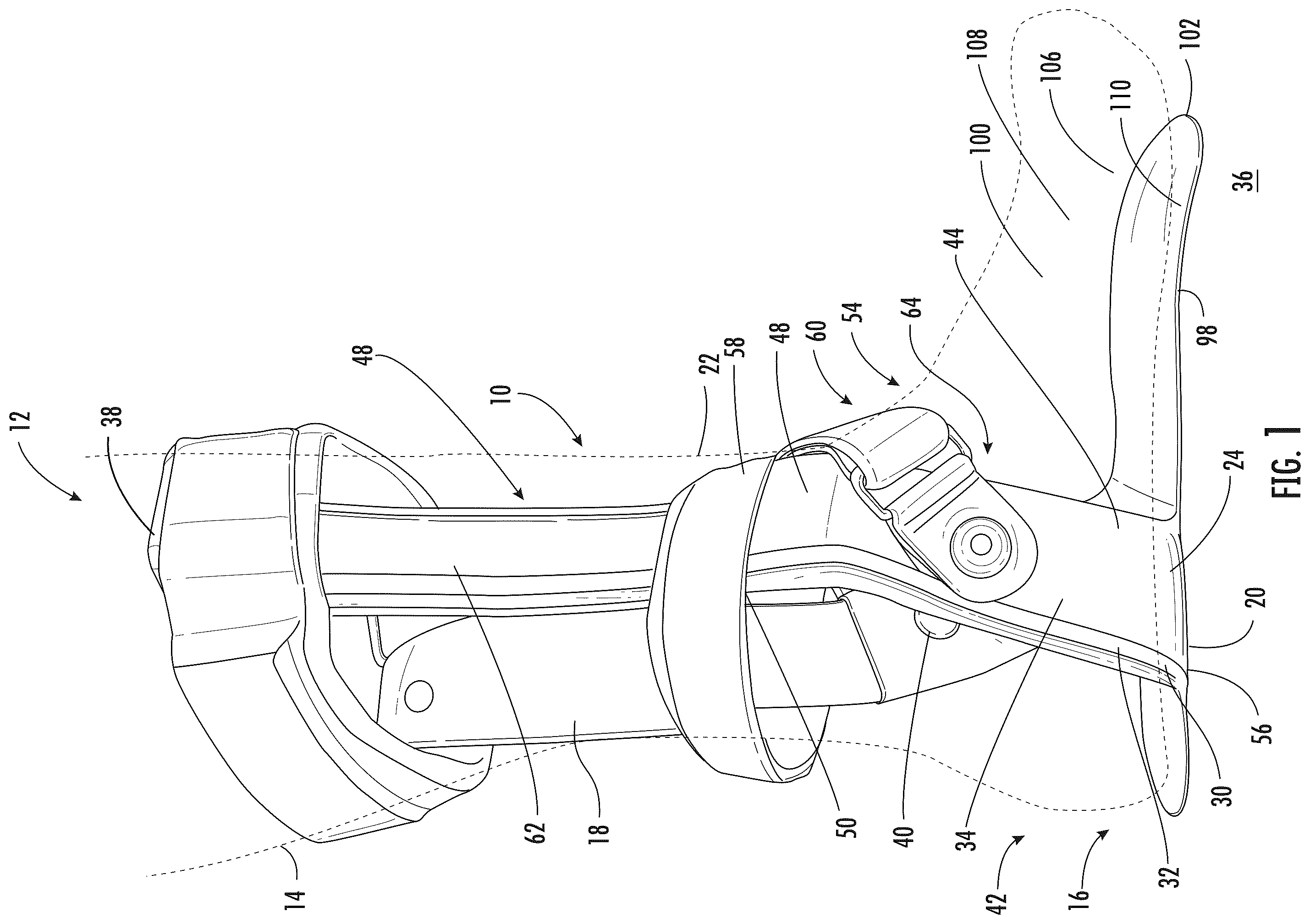 Patent US12564509 Figure 1 – Orthotic system for stabilizing an ankle and a foot
