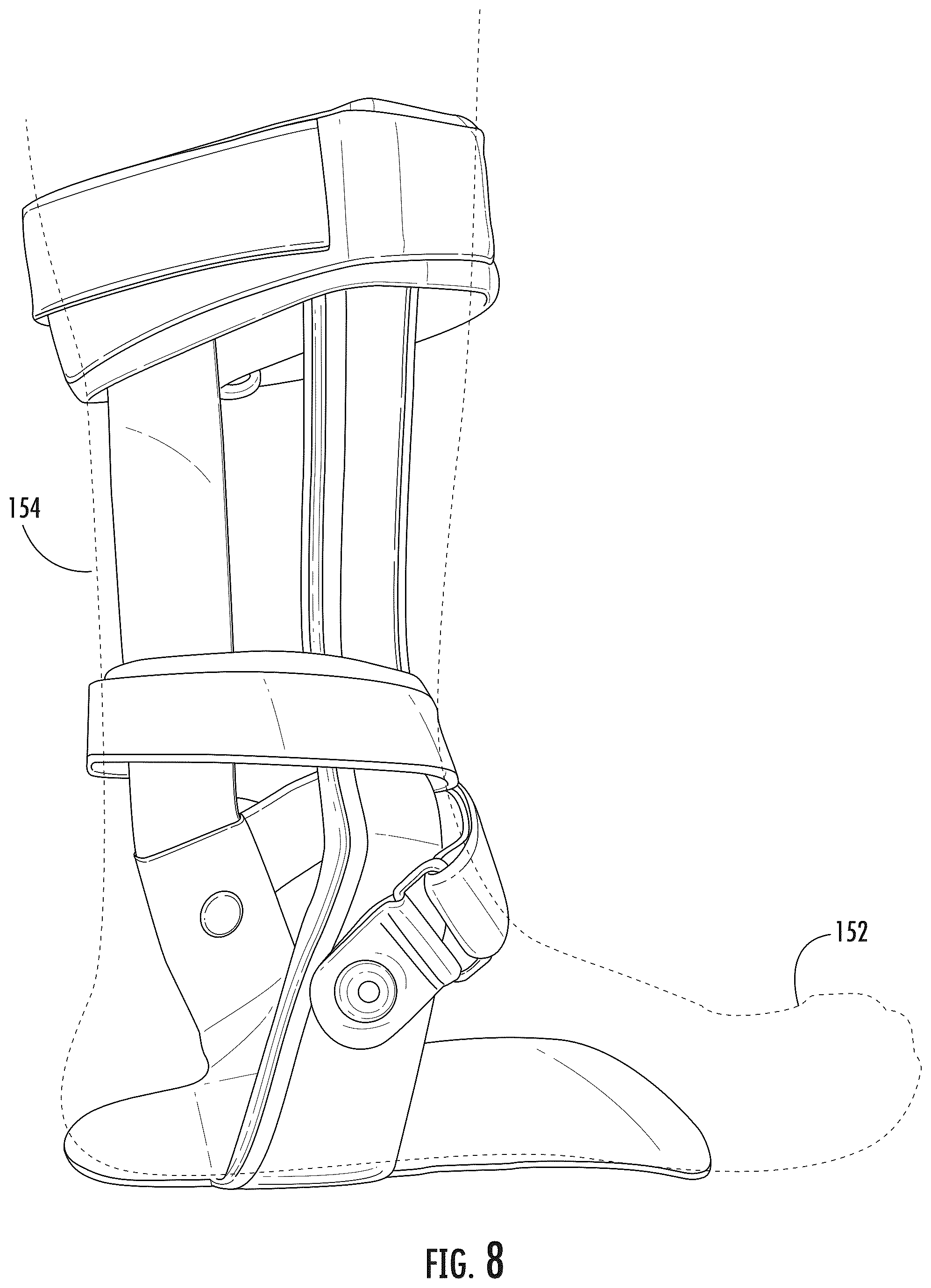 Patent US12564509 Figure 8 – Orthotic system for stabilizing an ankle and a foot