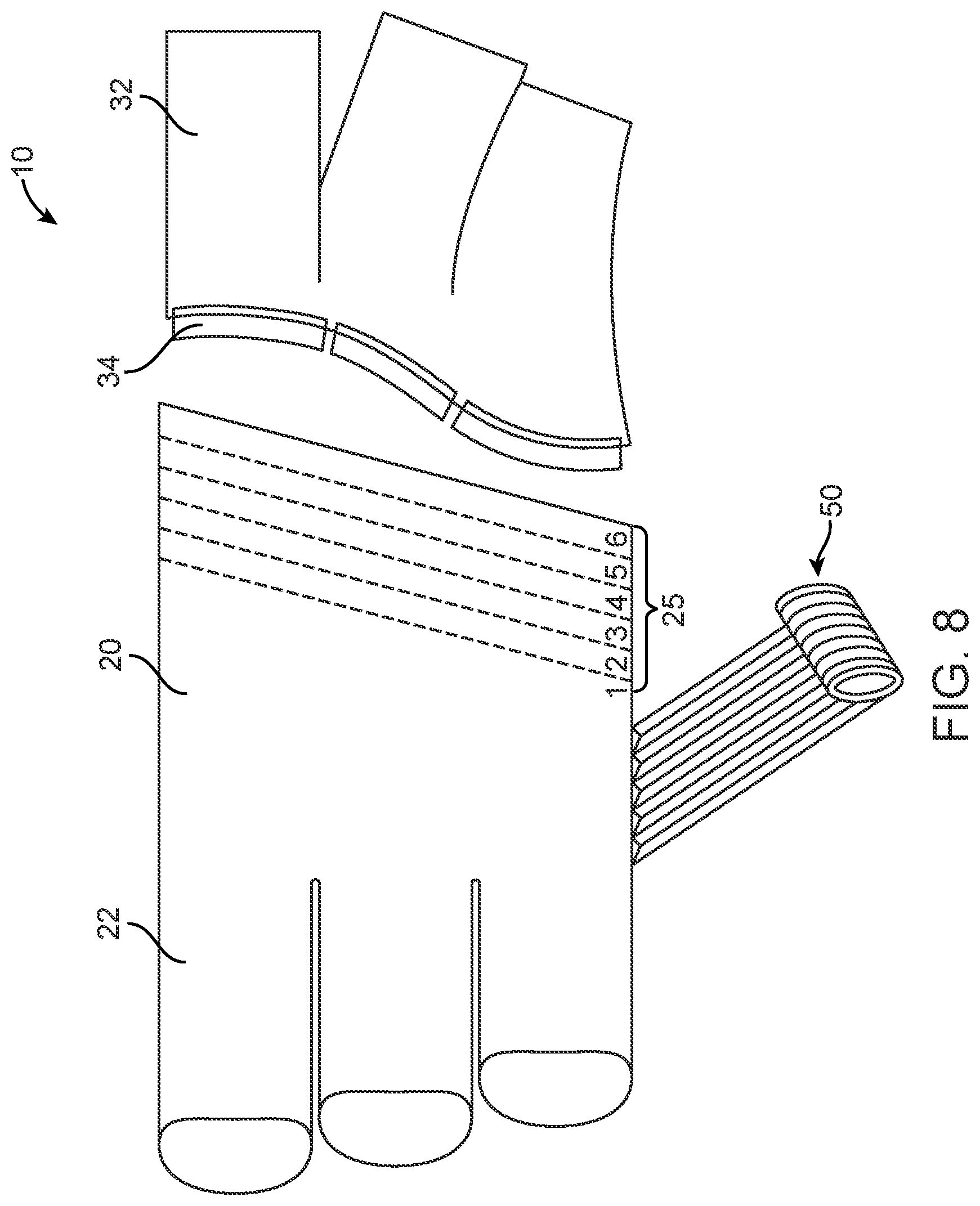 Patent US12564520 Figure 10 – Graduated compression device for the treatment of circulatory disorders