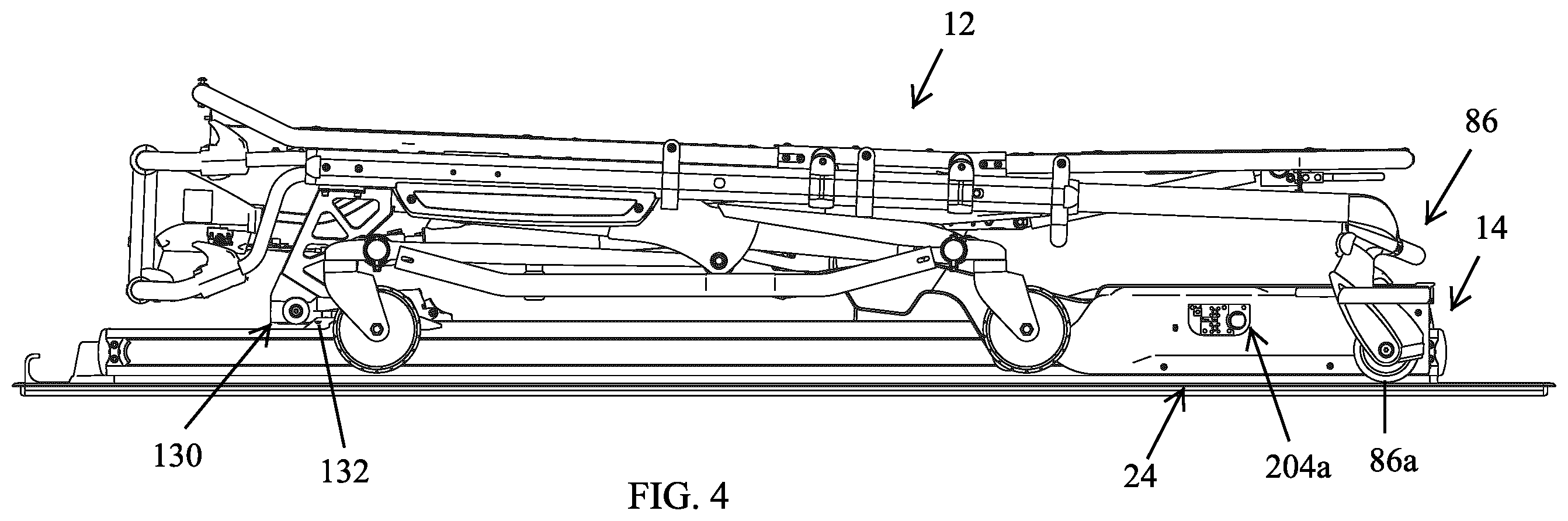 Patent US12564524 Figure 4 – Ambulance cot and loading and unloading system