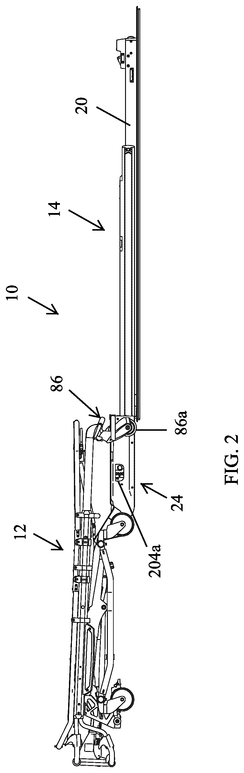 Patent US12564525 Figure 2 – Ambulance cot and loading and unloading system