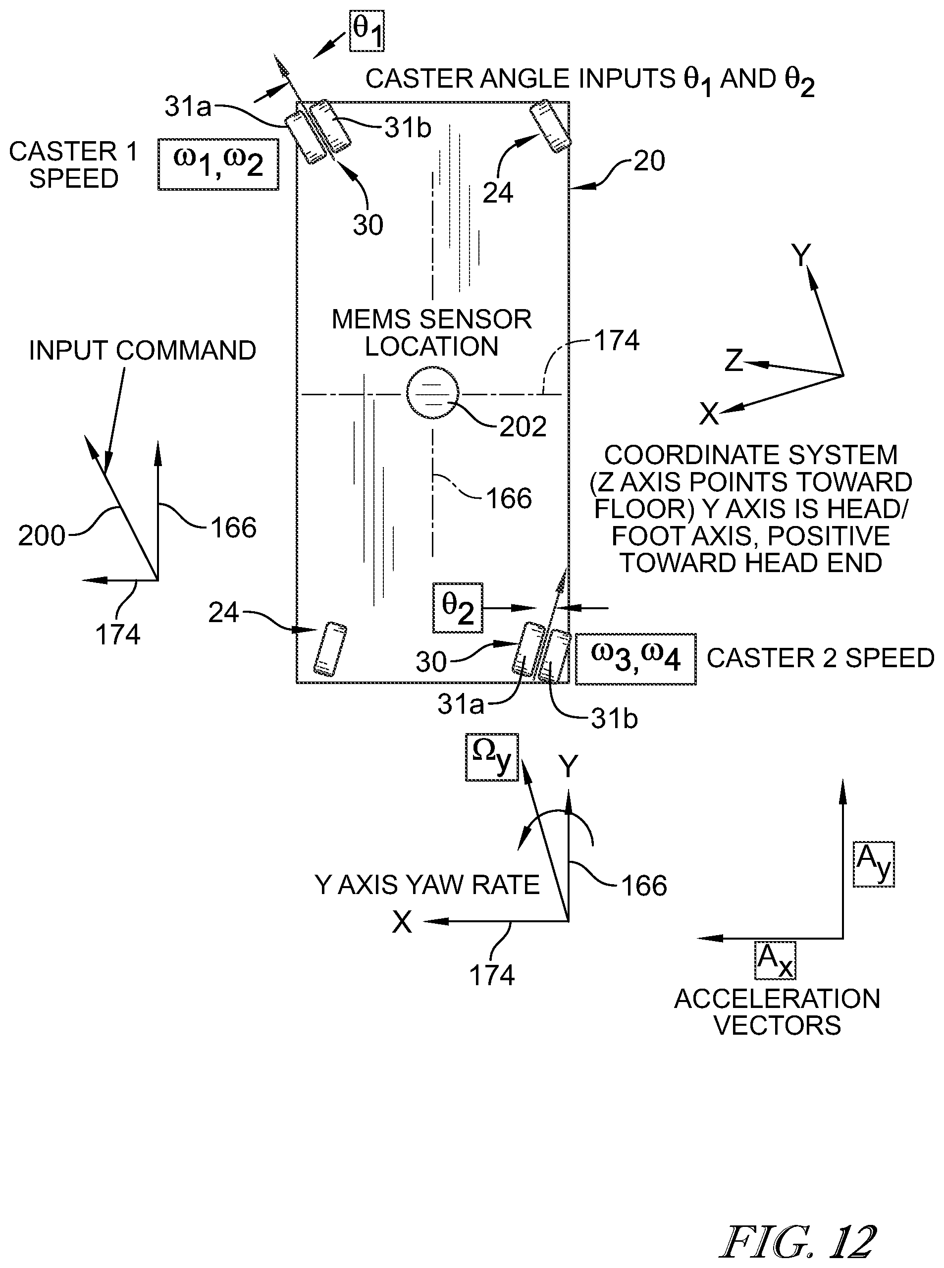 Patent US12564527 Figure 7 – Patient support apparatus having motorized wheels