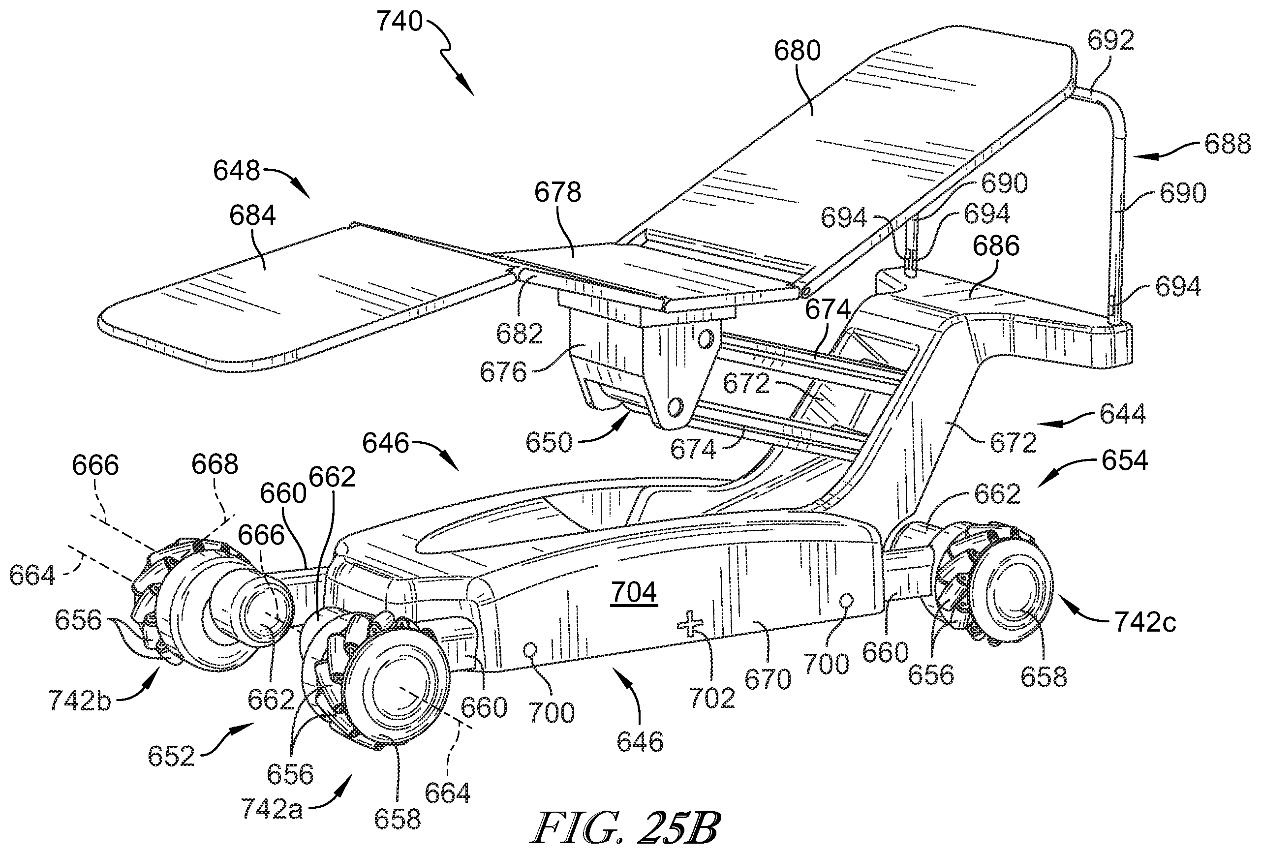Patent US12564527 Figure 19 – Patient support apparatus having motorized wheels