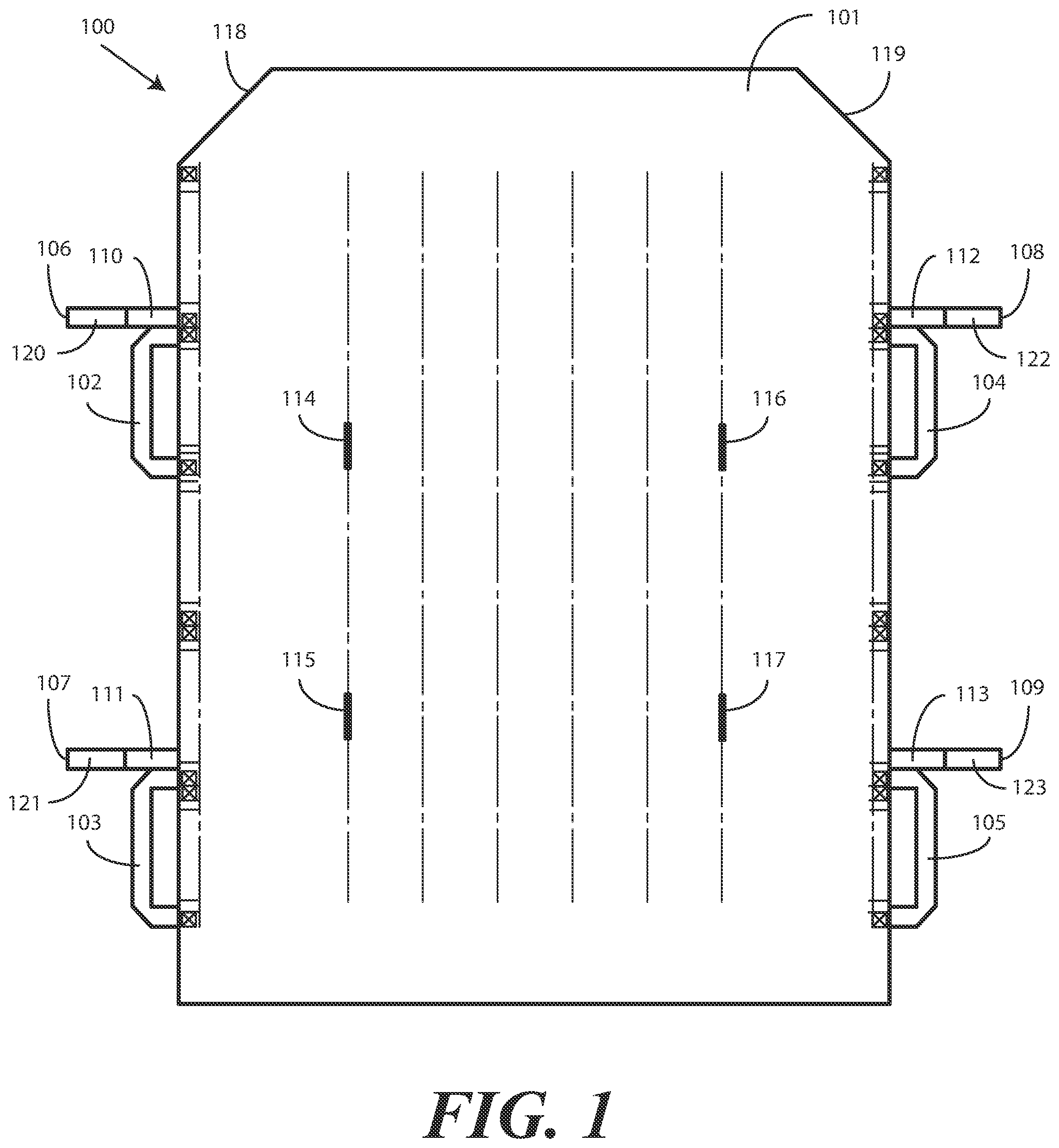 Patent US12564530 Figure 1 – Inflatable patient positioner with selectively engaging surface gripping zones