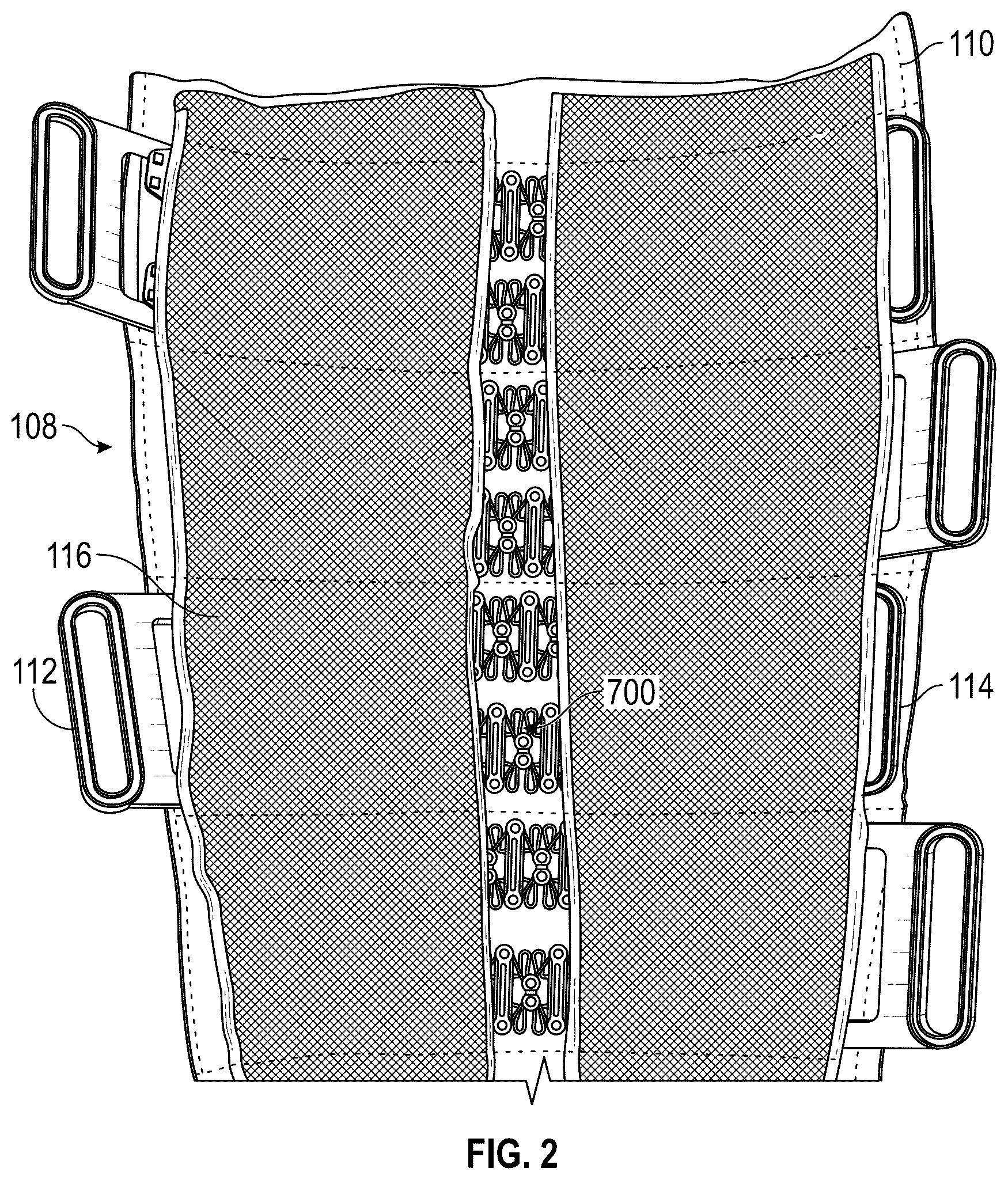 Patent US12564537 Figure 2 – Electro-actuatable compression garments with shape memory elements