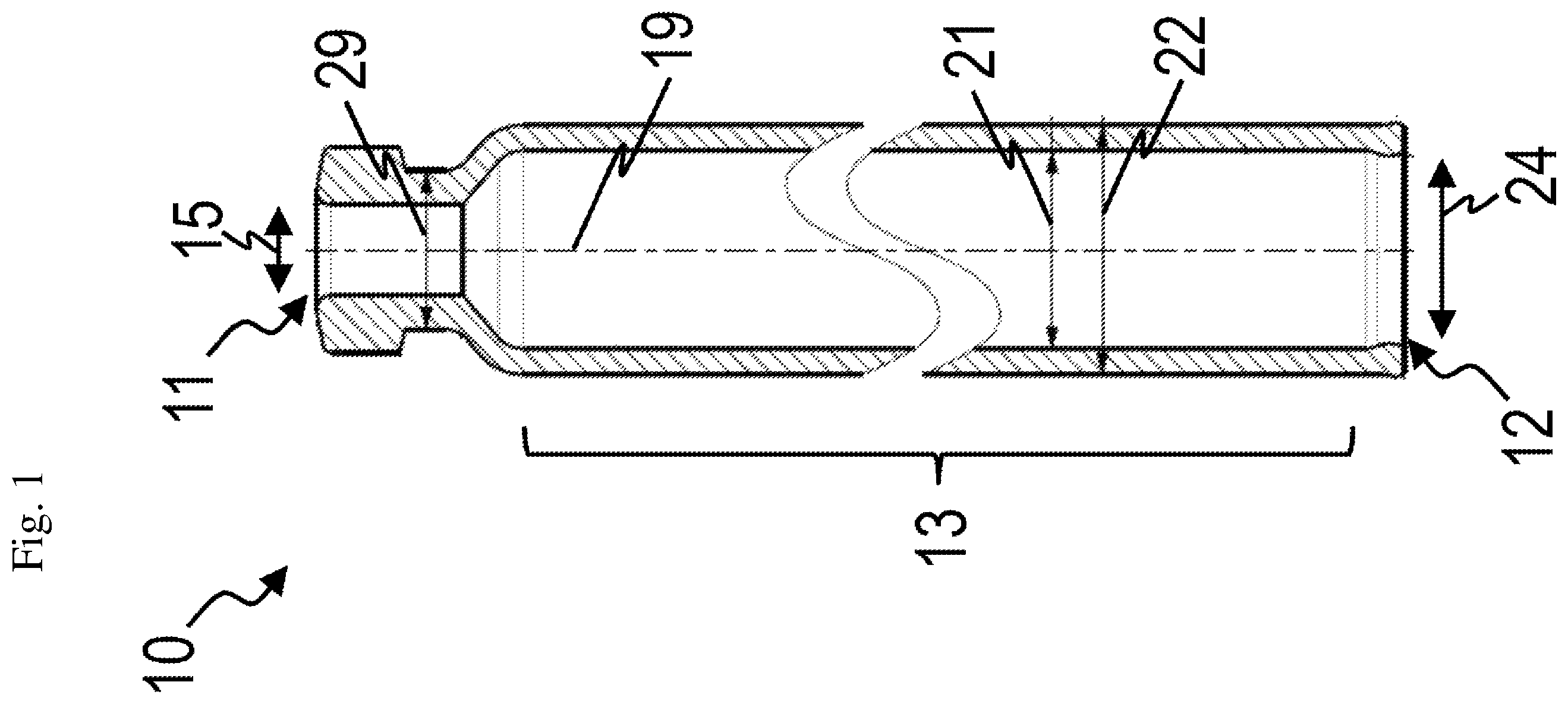 Patent US12564540 Figure 1 – Hollow glass body and use of a hollow glass body