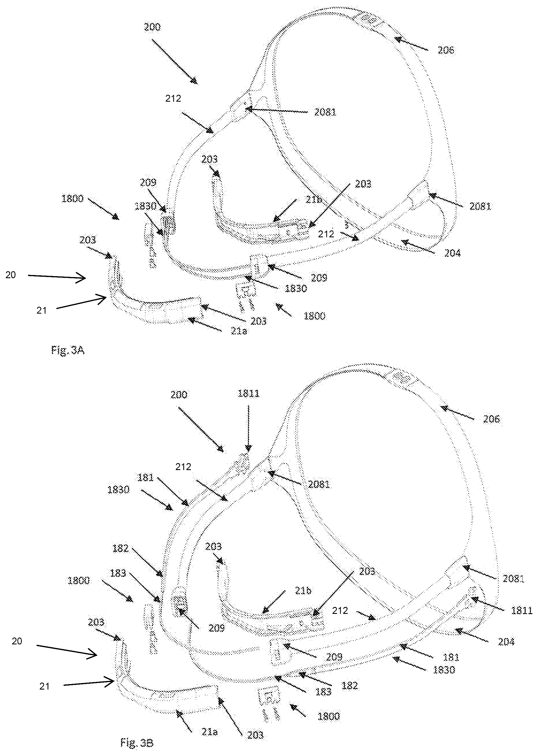 Patent US12564695 Figure 5 – Directional adjustment mechanism for headgear of a respiratory therapy mask or interface