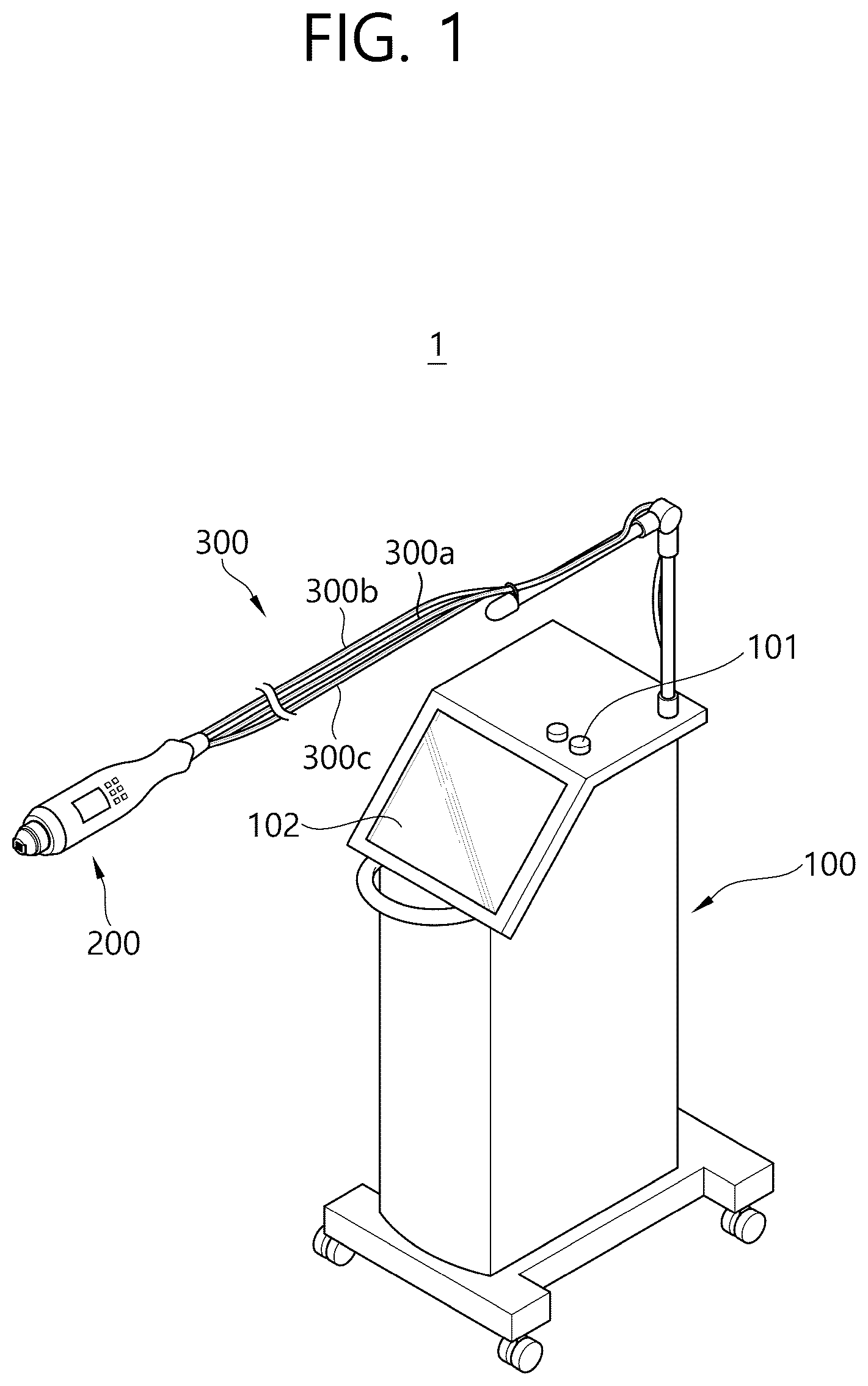 Patent US12564712 Figure 1 – Handpiece for treatment, treatment device including same, and method for controlling treatment device