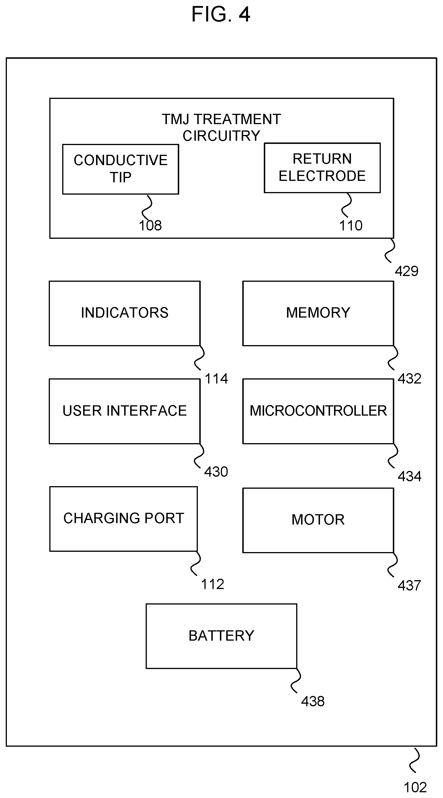 Patent US12564715 Figure 6 – TMJ treatment device with adaptive circuit