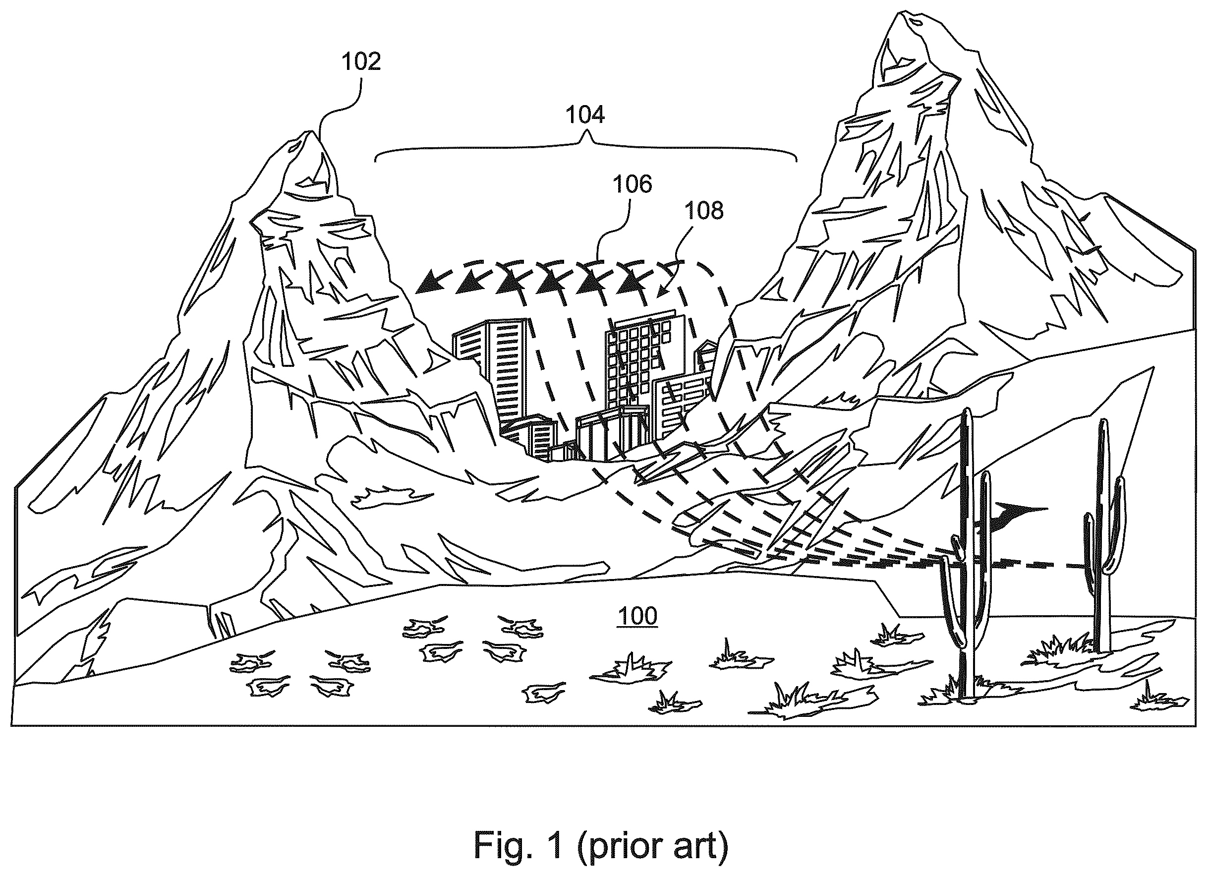 Patent US12564744 Figure 1 – Apparatus and method for mitigating Santa Ana wind fire hazards