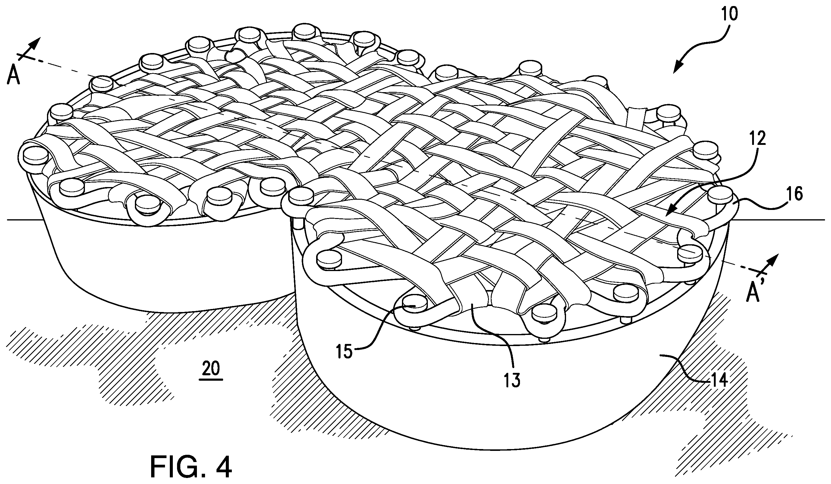 Patent US12564750 Figure 4 – Device for absorbing and dissipating the energy of a dropped or thrown object