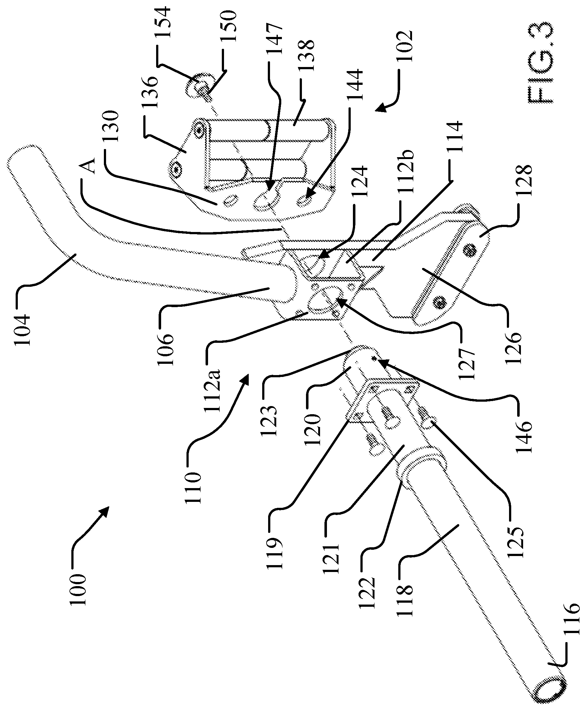 Patent US12564753 Figure 3 – Open trap-camber bar with self-bracing removable handles