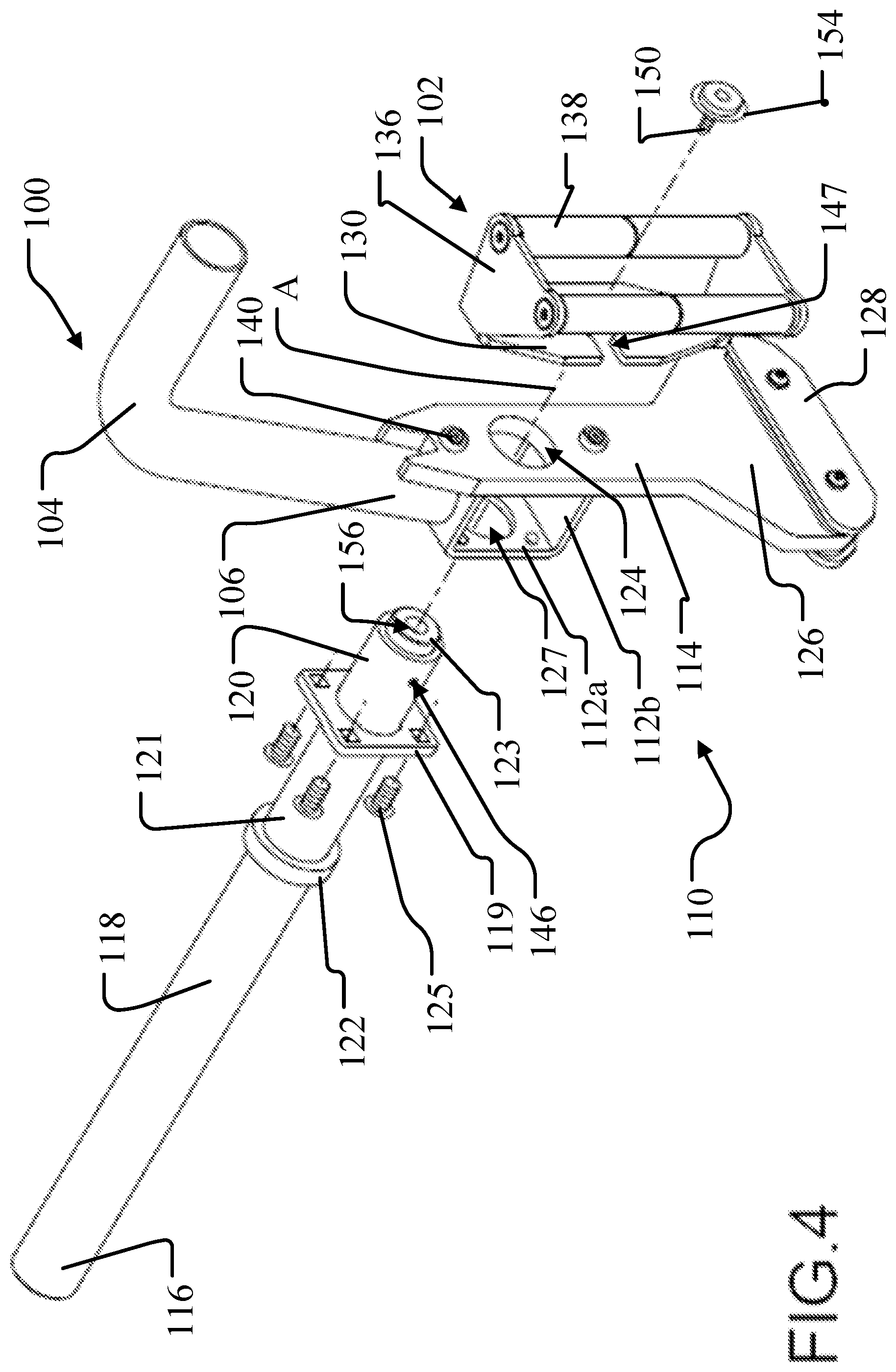 Patent US12564753 Figure 4 – Open trap-camber bar with self-bracing removable handles