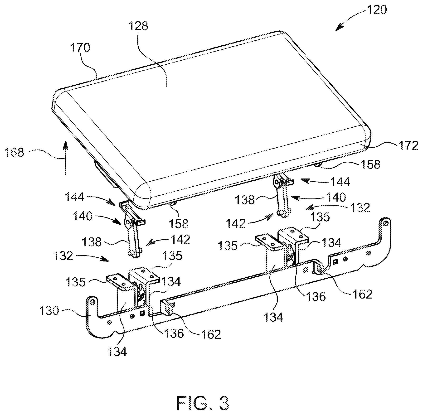 Patent US12564756 Figure 2 – Tilting pad assemblies for exercise machines