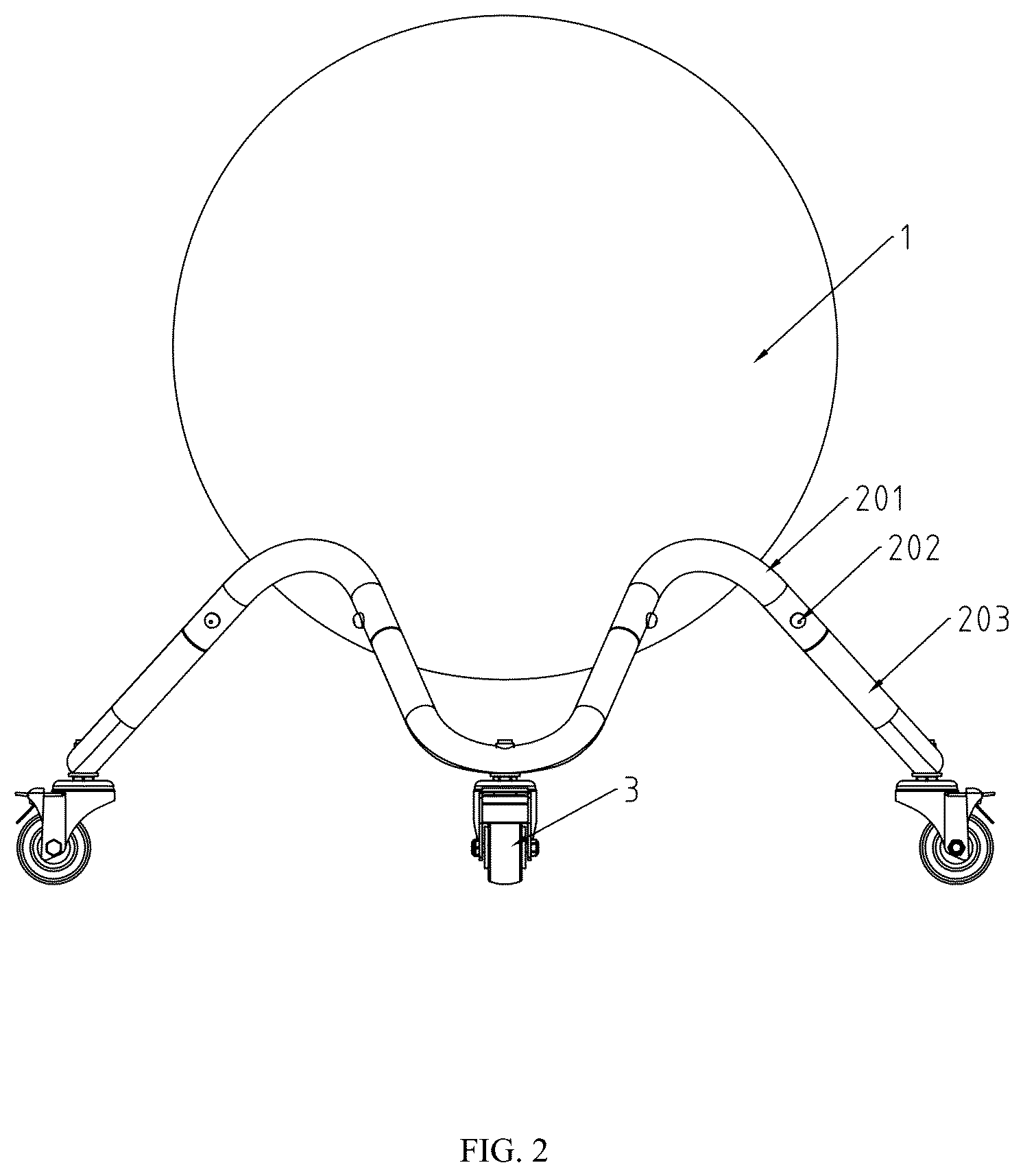 Patent US12564767 Figure 2 – Movable ball chair