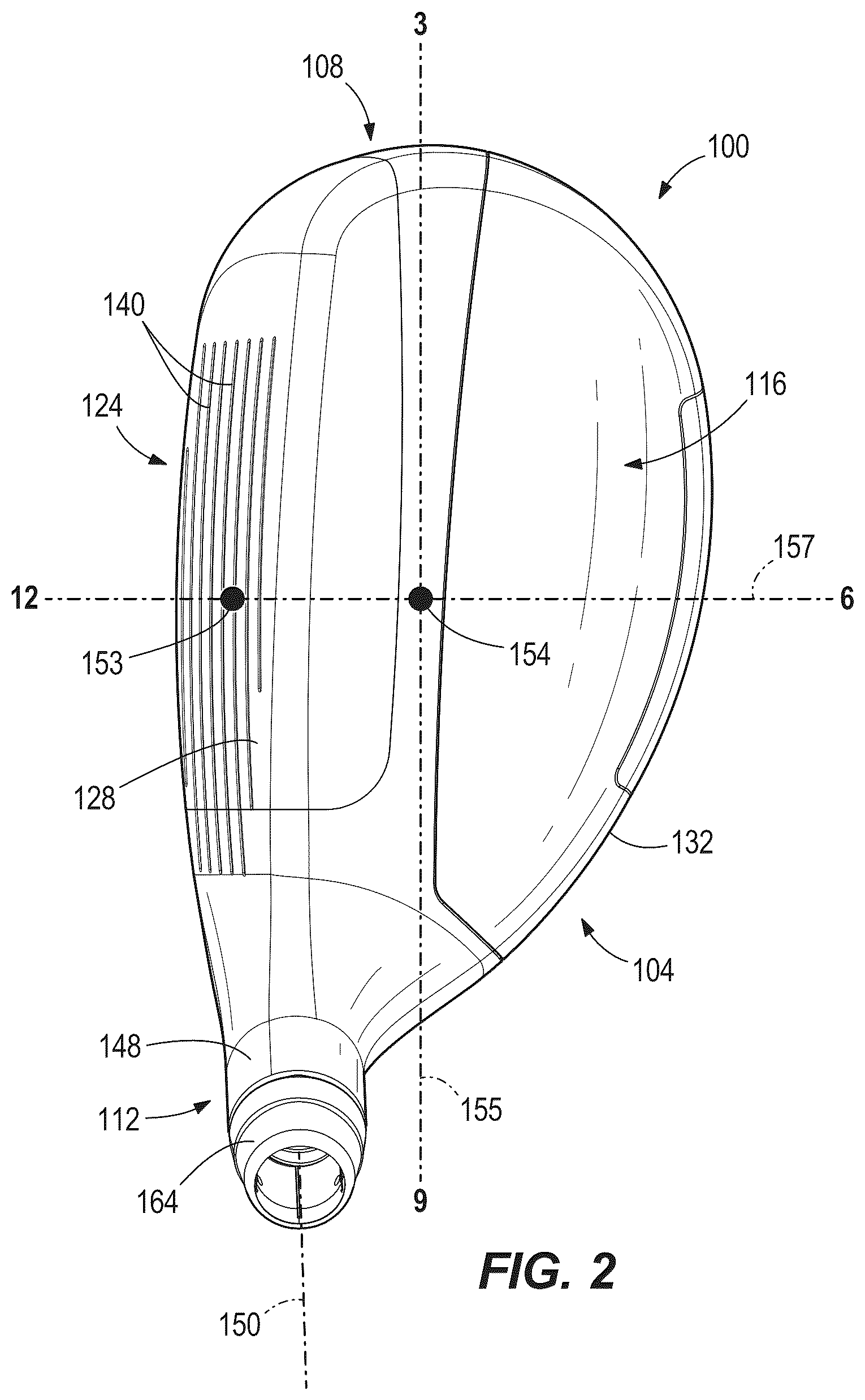 Patent US12564770 Figure 2 – Golf club head with hosel tilt